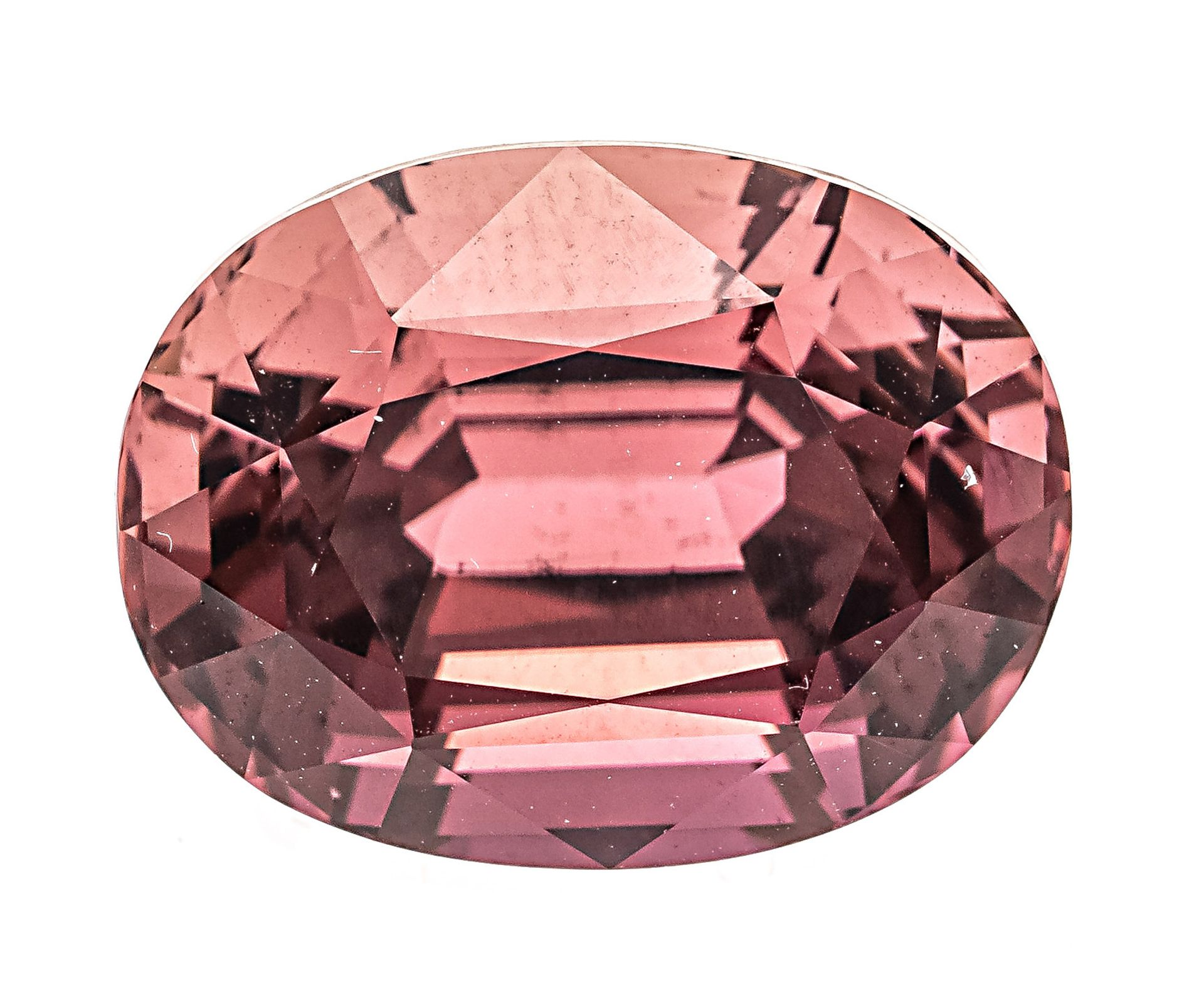 Tourmaline 13.48 ct, oval cut, brownish pinkish red, eye clean, 15.91 x 12.16 x 10.37 mm