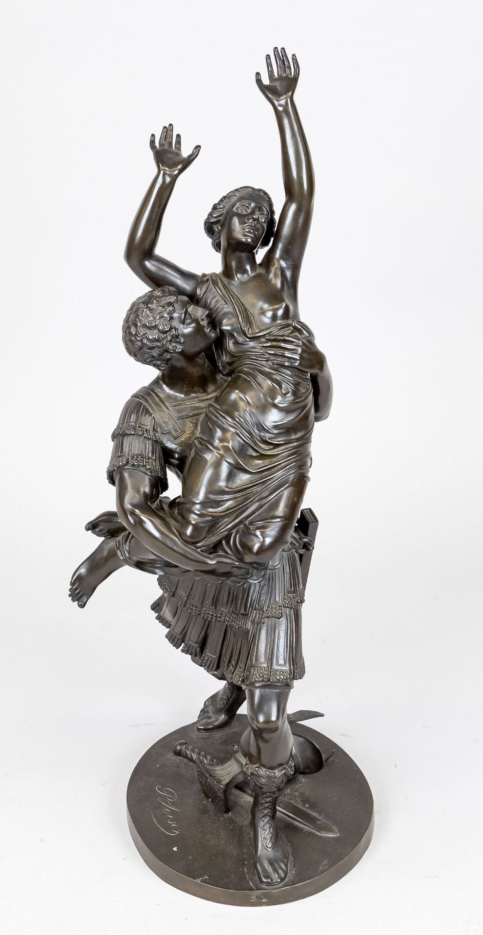 Pierre Loison (1816-1886), large bronze group ''Robbery of a Sabine'', dark patinated bronze on