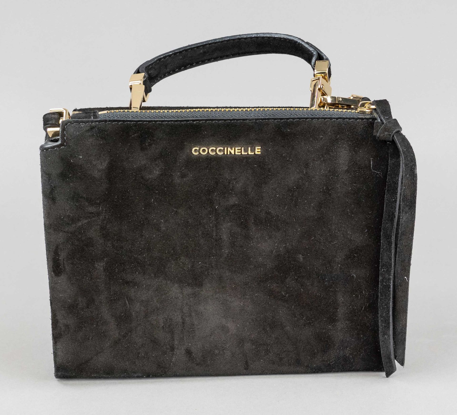 Coccinelle, Small Suede Shoulder Bag, black suede, gold-tone hardware, short detachable center - Image 2 of 2