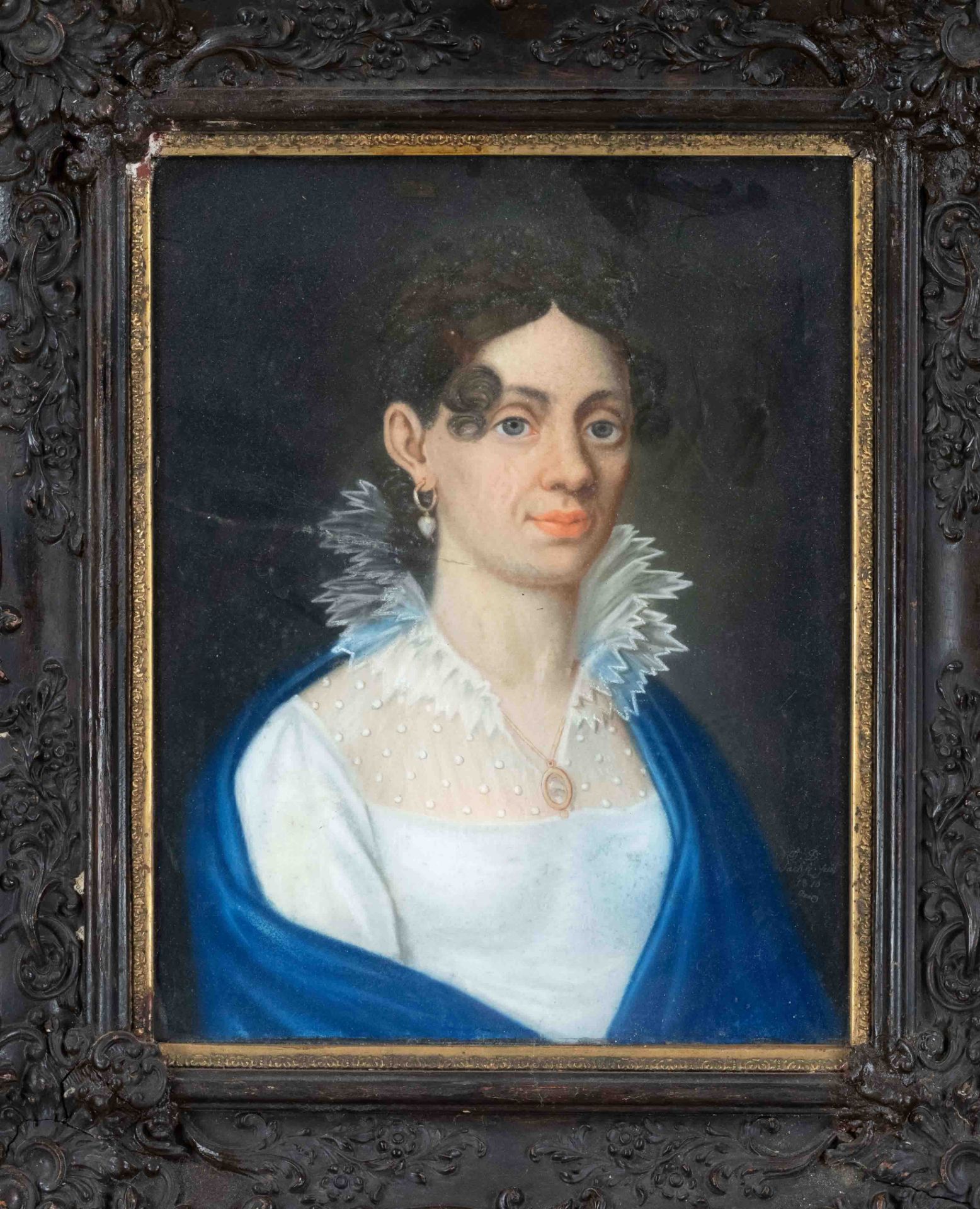 Portrait painter c. 1815, Portrait of a lady, pastel on paper, lower right indistinctly signed and