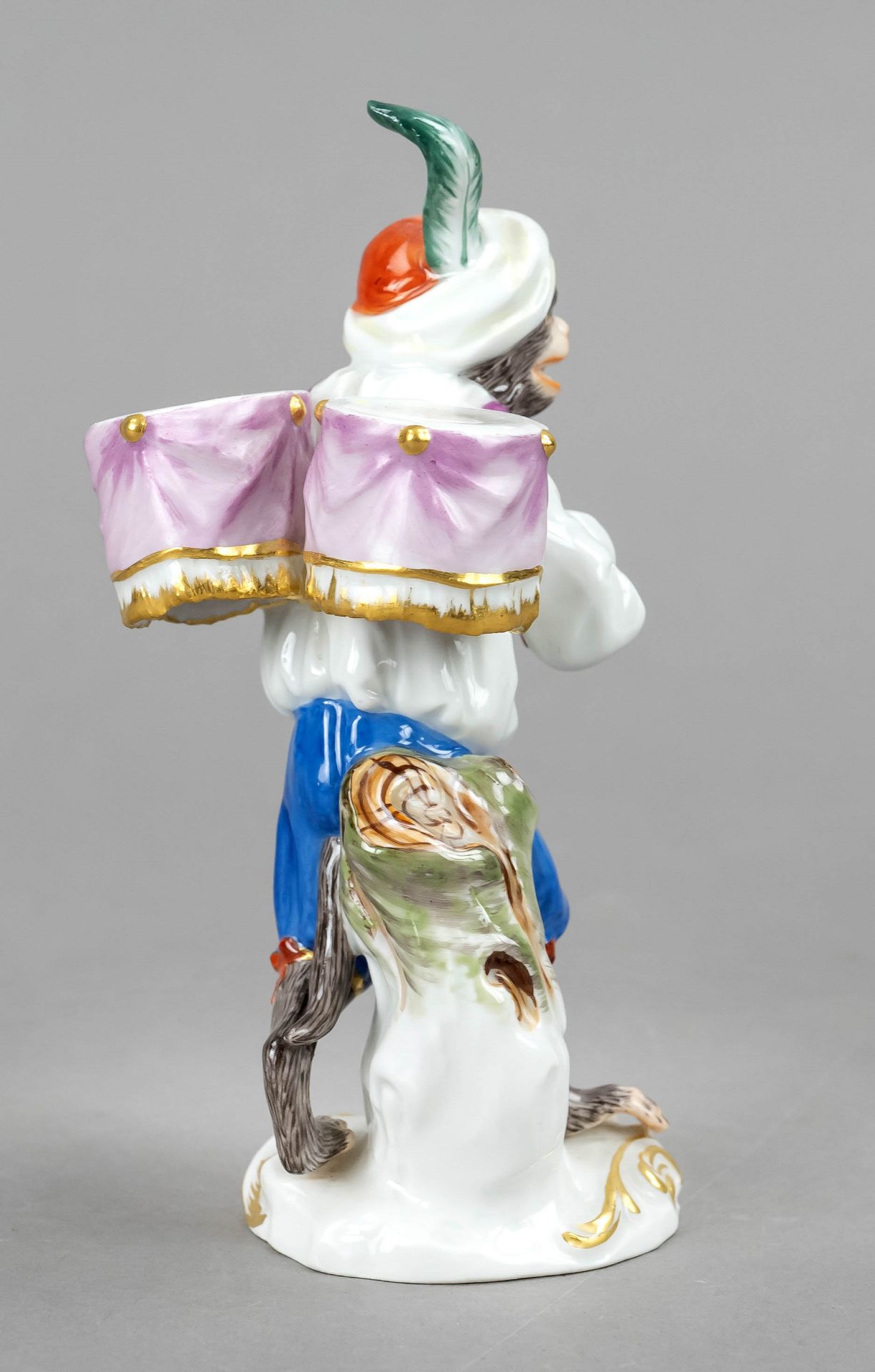 Monkey as a timpanist, Meissen, mark after 1973, 1st choice, model no. 60003, design Johann - Image 2 of 2