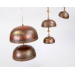 Dragon bells, Japan, probably Meiji period(1868-1912) around 1900, 5 interlocking yellow metal bells