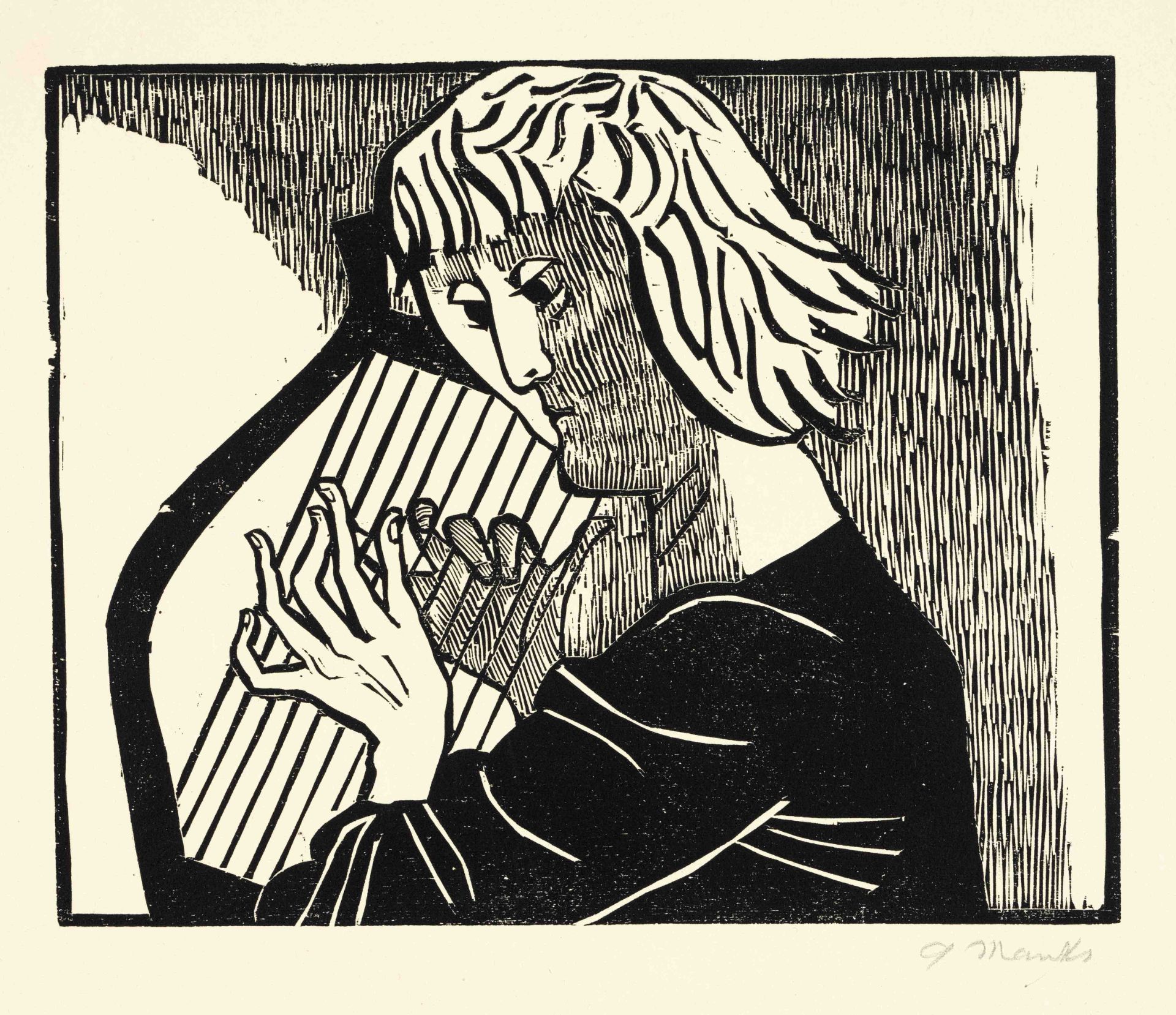 Gerhard Marcks (1889-1981), ''Orpheus in der Unterwelt'', woodcut on cream paper, 1947/48, signed by