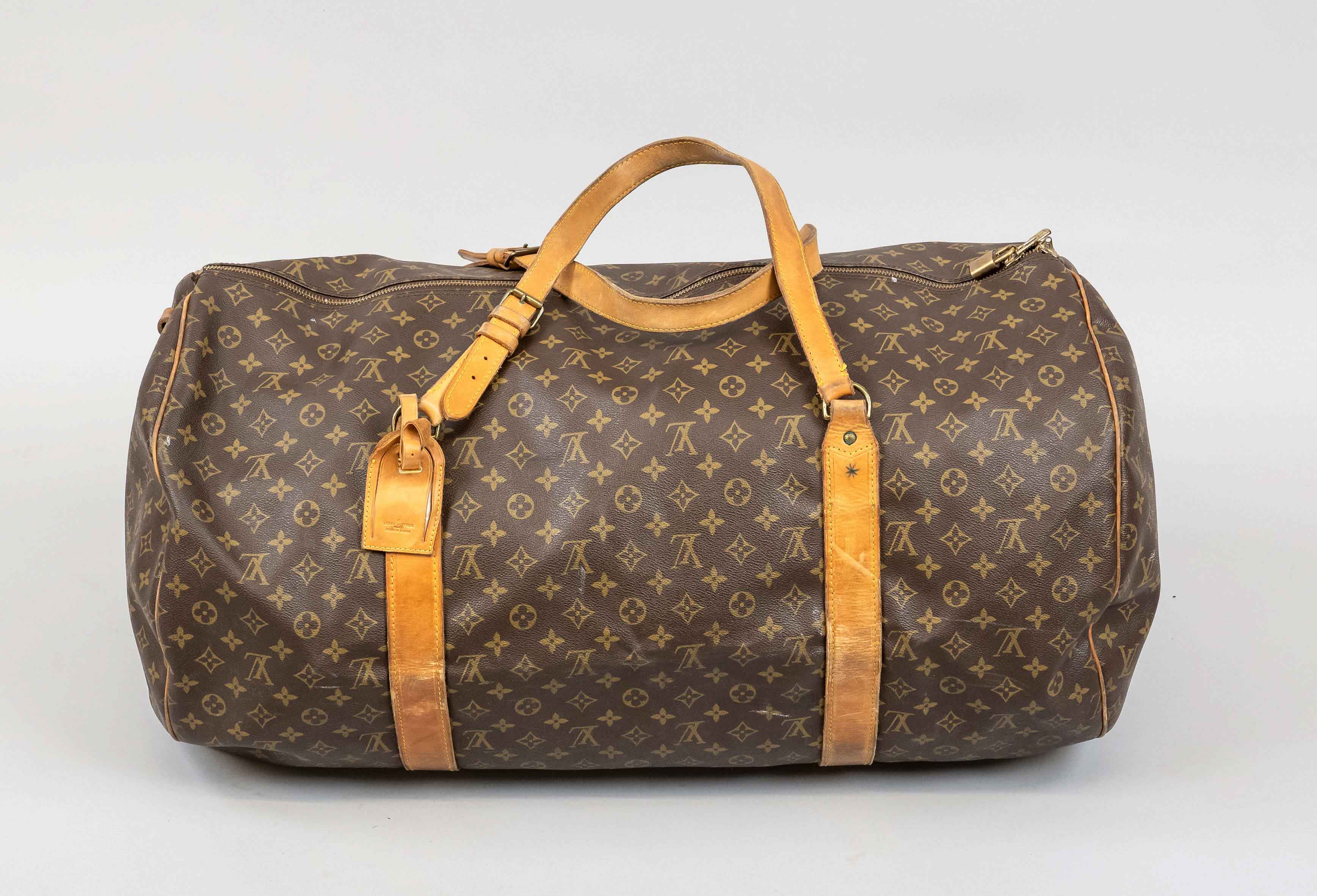 Louis Vuitton, Monogram Canvas Weekender, rubberized cotton fabric in classic logo print design with