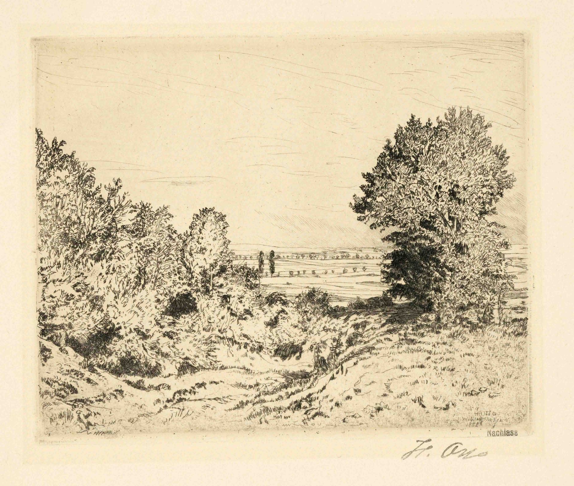 Mixed lot of 7 etchings by different artists of the 19th/20th c., Hans Thoma (1839-1924), ''Two - Image 3 of 4