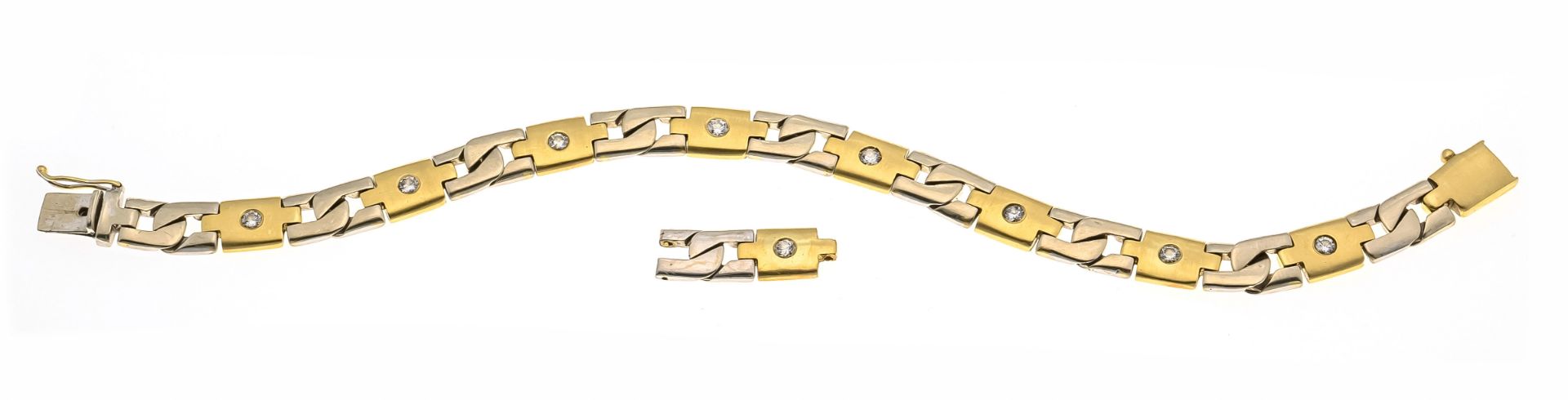 Brilliant bracelet GG/WG 585/000 with 9 brilliant-cut diamonds, add. 0,72 ct W/SI, box clasp with - Image 2 of 2