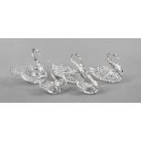 Five figural spice jars with silver mounts, 20th century, Slber 835/000, in the shape of swans,