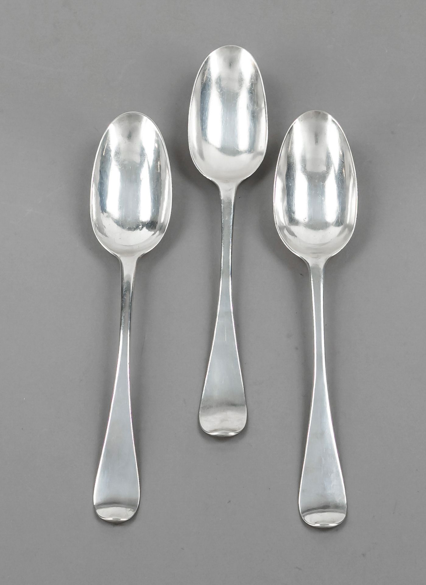 Three spoons, German, 1786-93, hallmark Stettin, maker's mark Wilhelm Gottlieb Mellin, silver