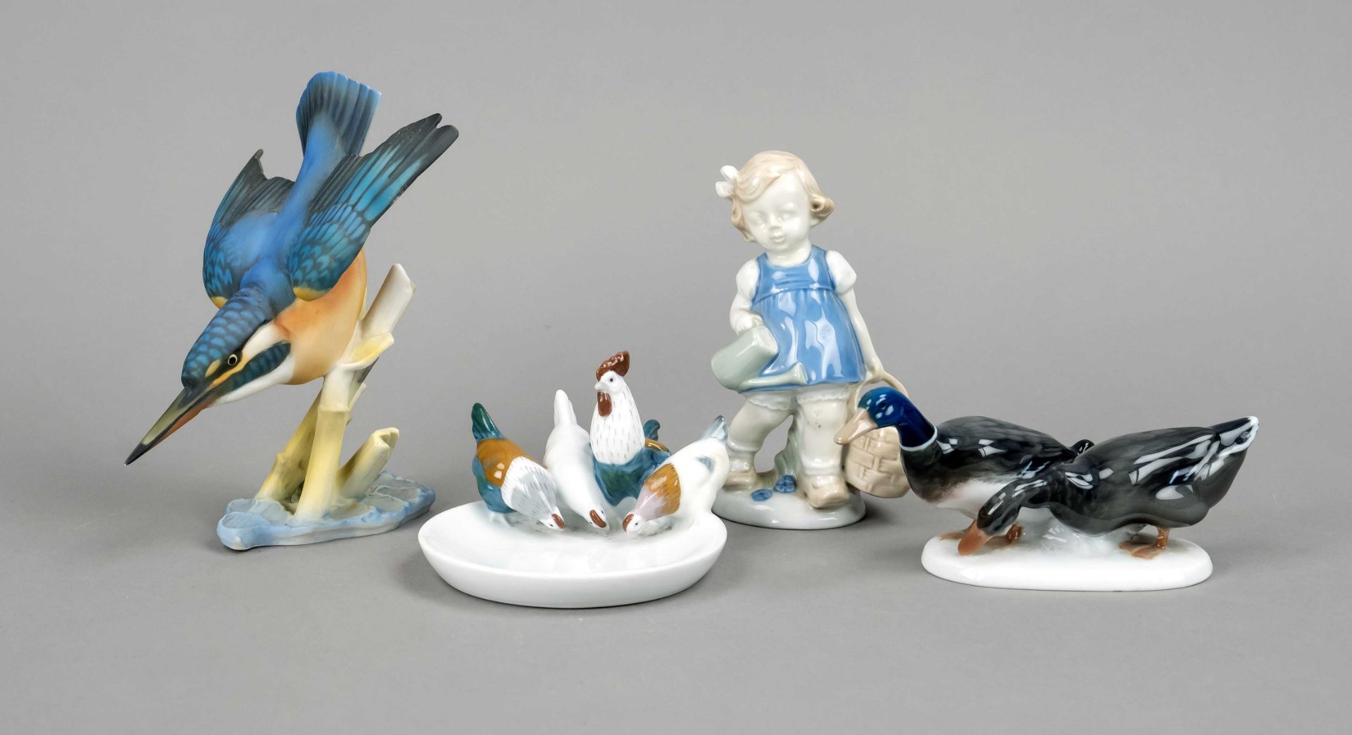 Set of 4 figures, 20th c., duck group, Rosenthal, Kunstabt. Selb, design K. Himmelstoss 1912,