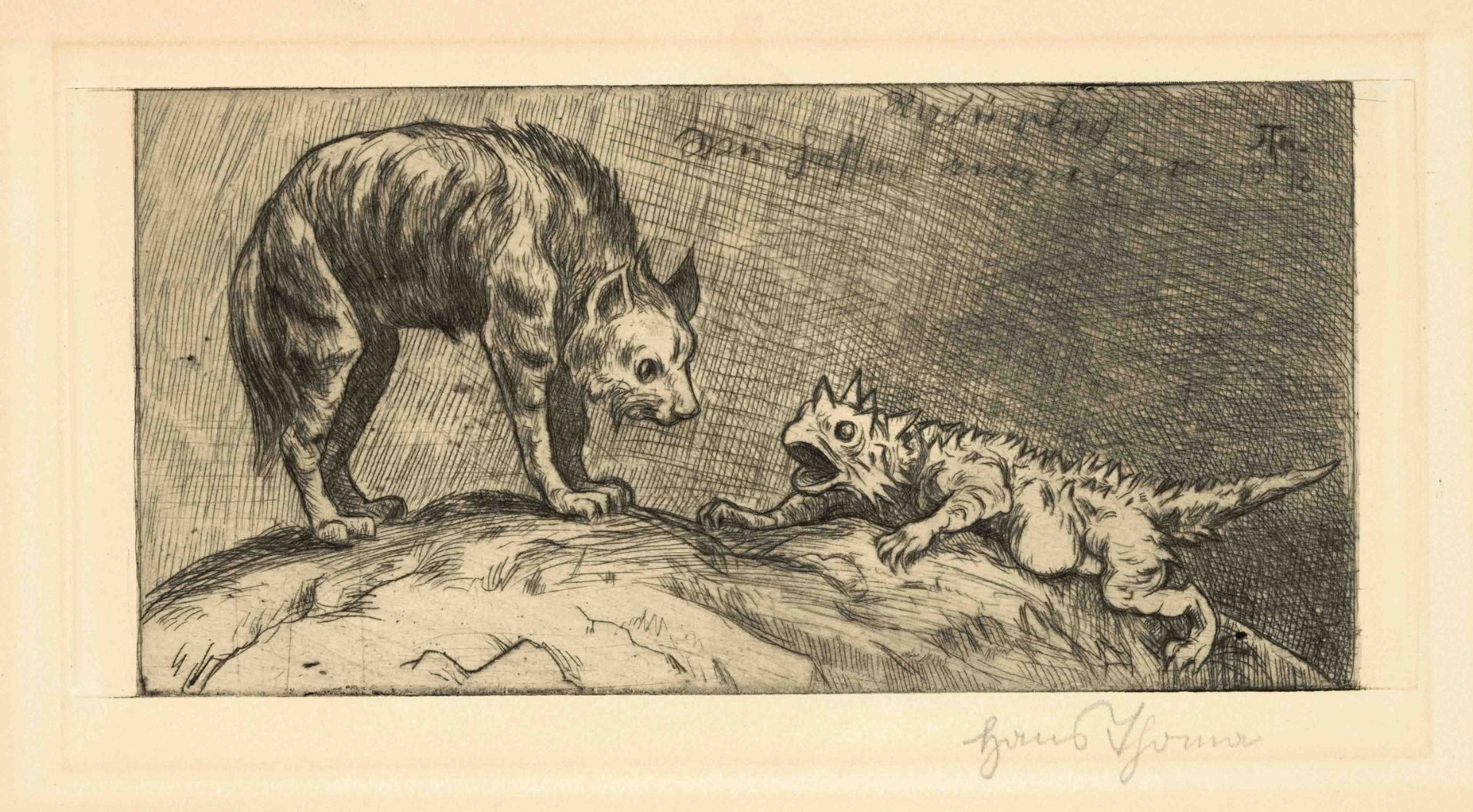 Mixed lot of 7 etchings by different artists of the 19th/20th c., Hans Thoma (1839-1924), ''Two