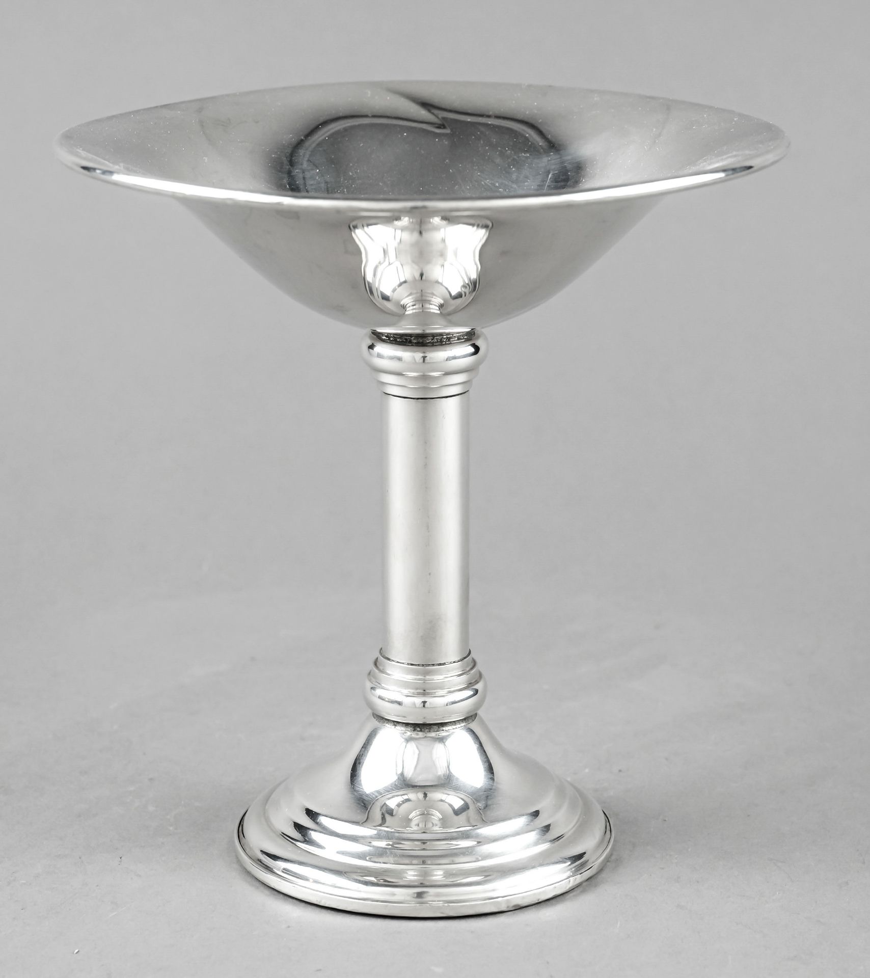 Top/confection bowl, USA, 20th c., sterling silver 925/000, round stepped and filled stand, columnar