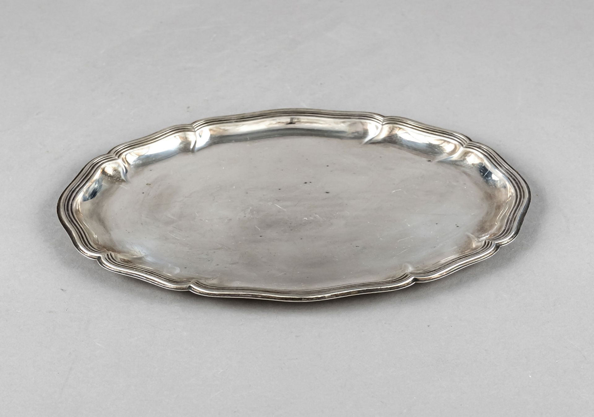 Oval tray, German, 20th century, maker's mark M. H. Wilkens & Söhne, Bremen-Hemelingen, silver 835/