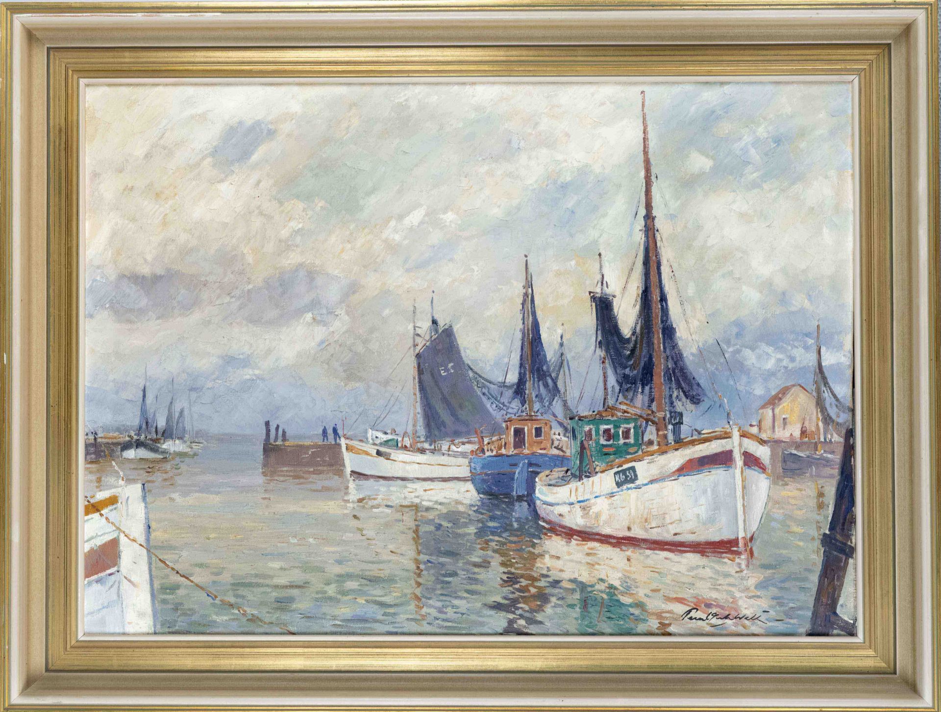 Paul Ernst Wilke (1894-1972), Harbor in Denmark, oil on canvas, signed lower right, 64 x 90 cm,