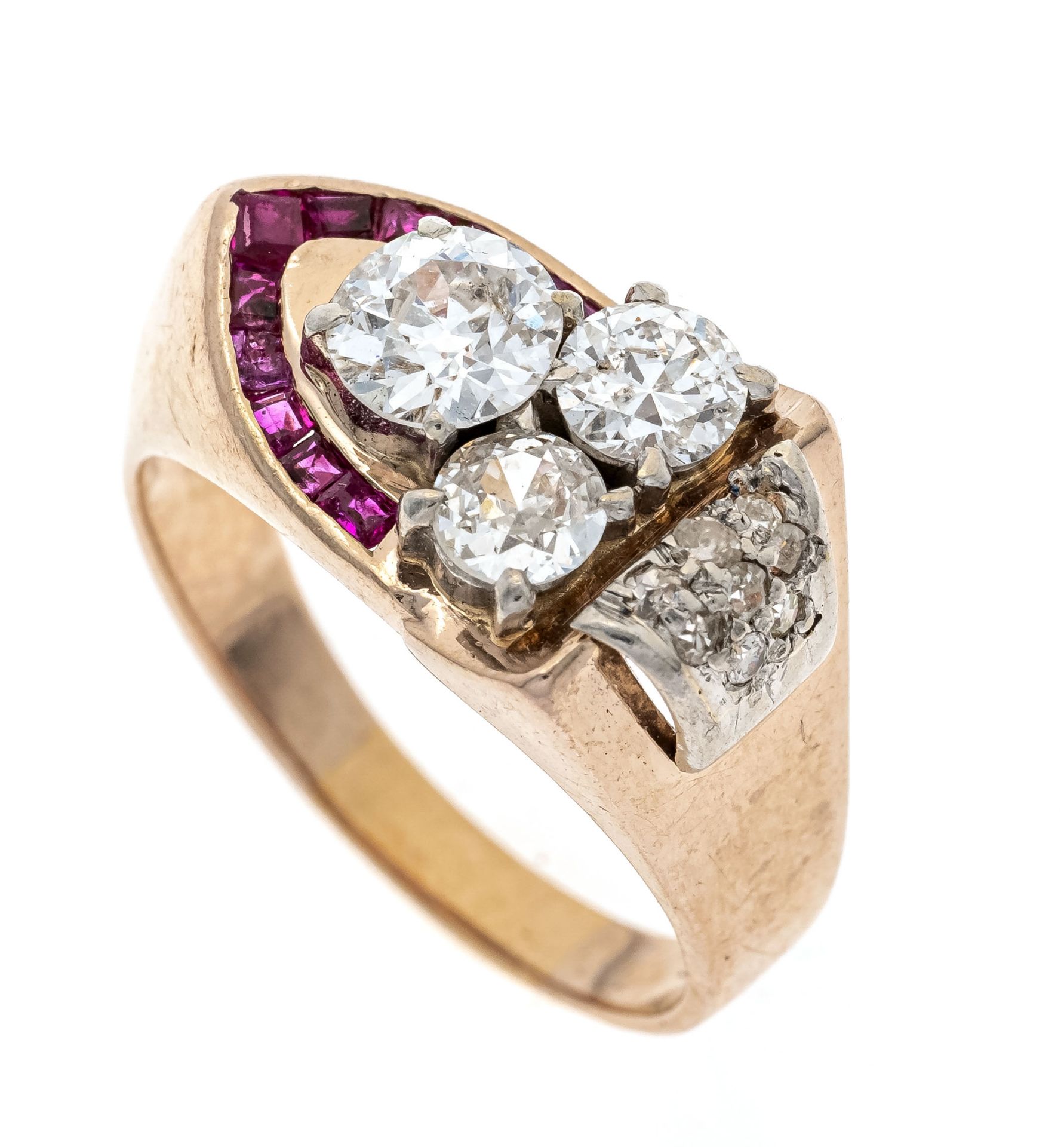 Rubin-Altschliff-Diamant-Ring