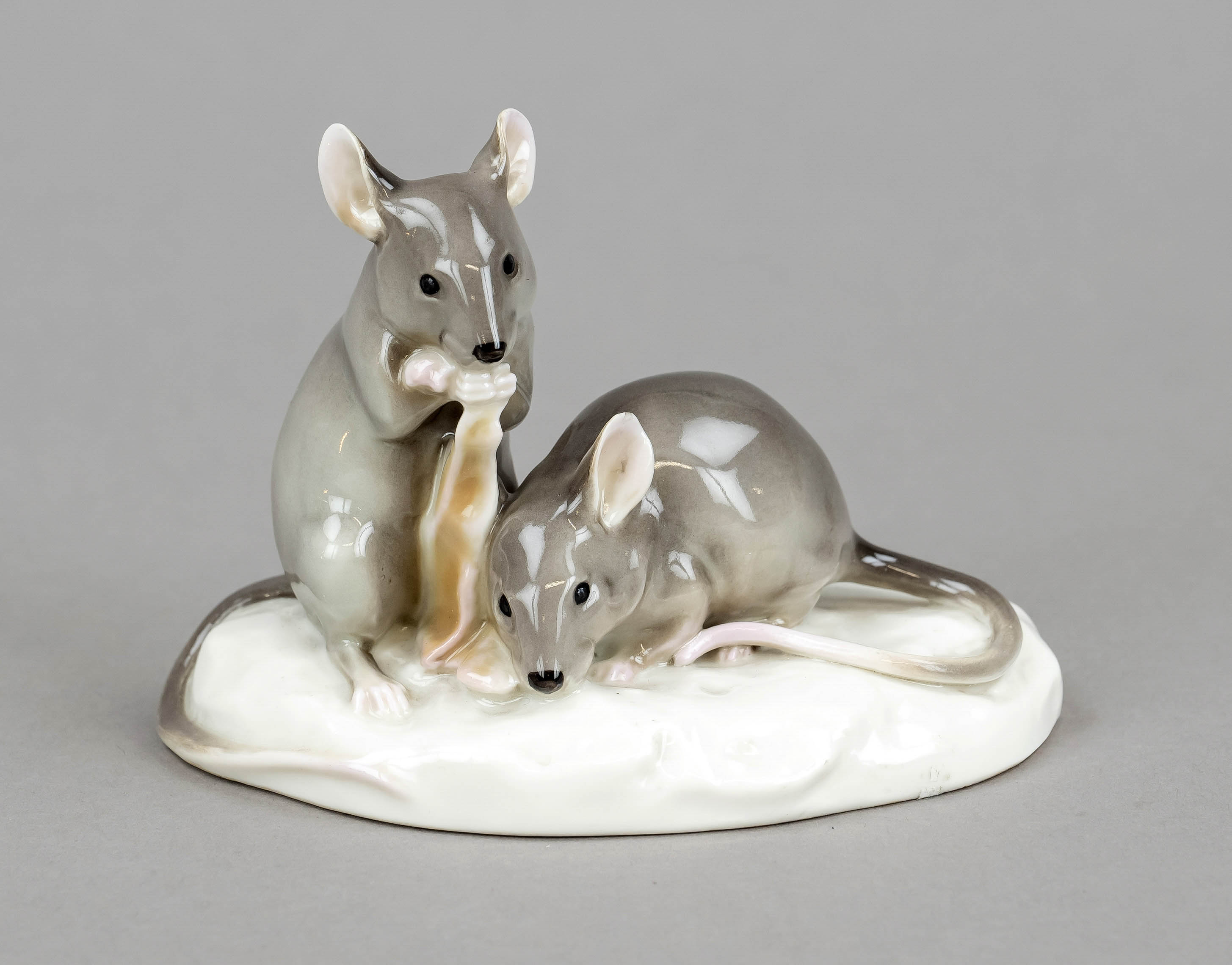 Small figural group of two mice, Nymphenburg, mark 1925-75, model no. 473, design c. 1910, two