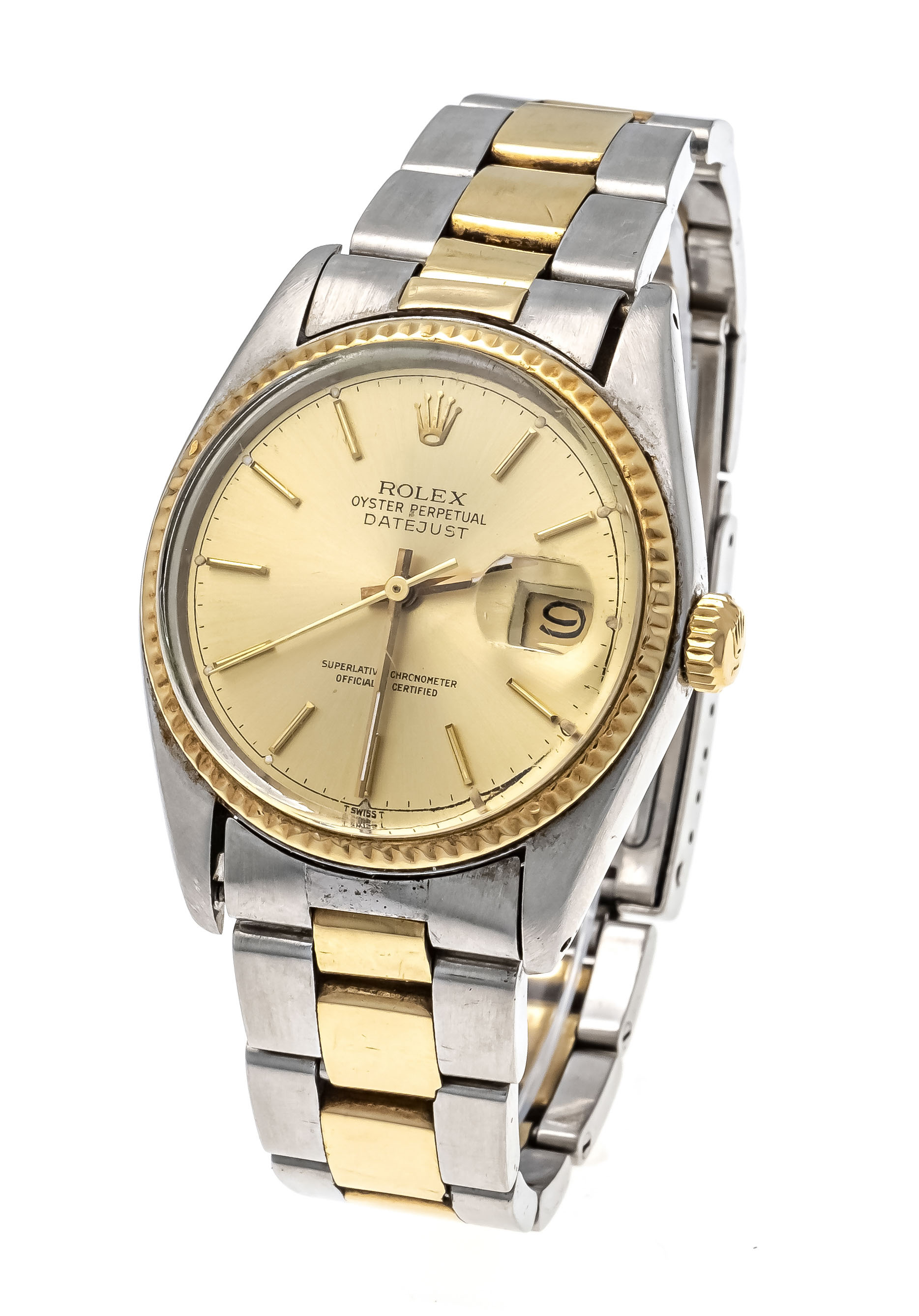 Rolex men's watch, Ref. 16013, Oyster Perpetual Datejust, chronometer, steel gold 750/000 GG, gold