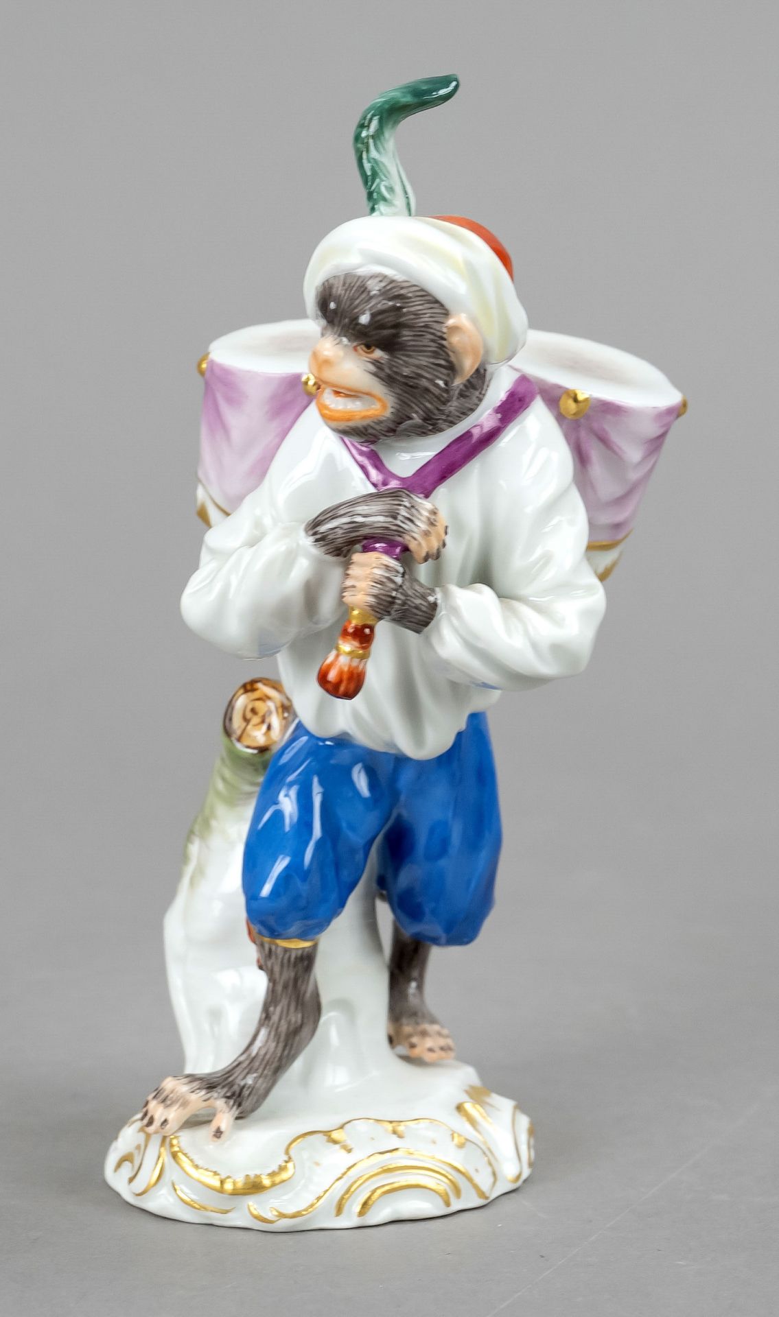 Monkey as a timpanist, Meissen, mark after 1973, 1st choice, model no. 60003, design Johann