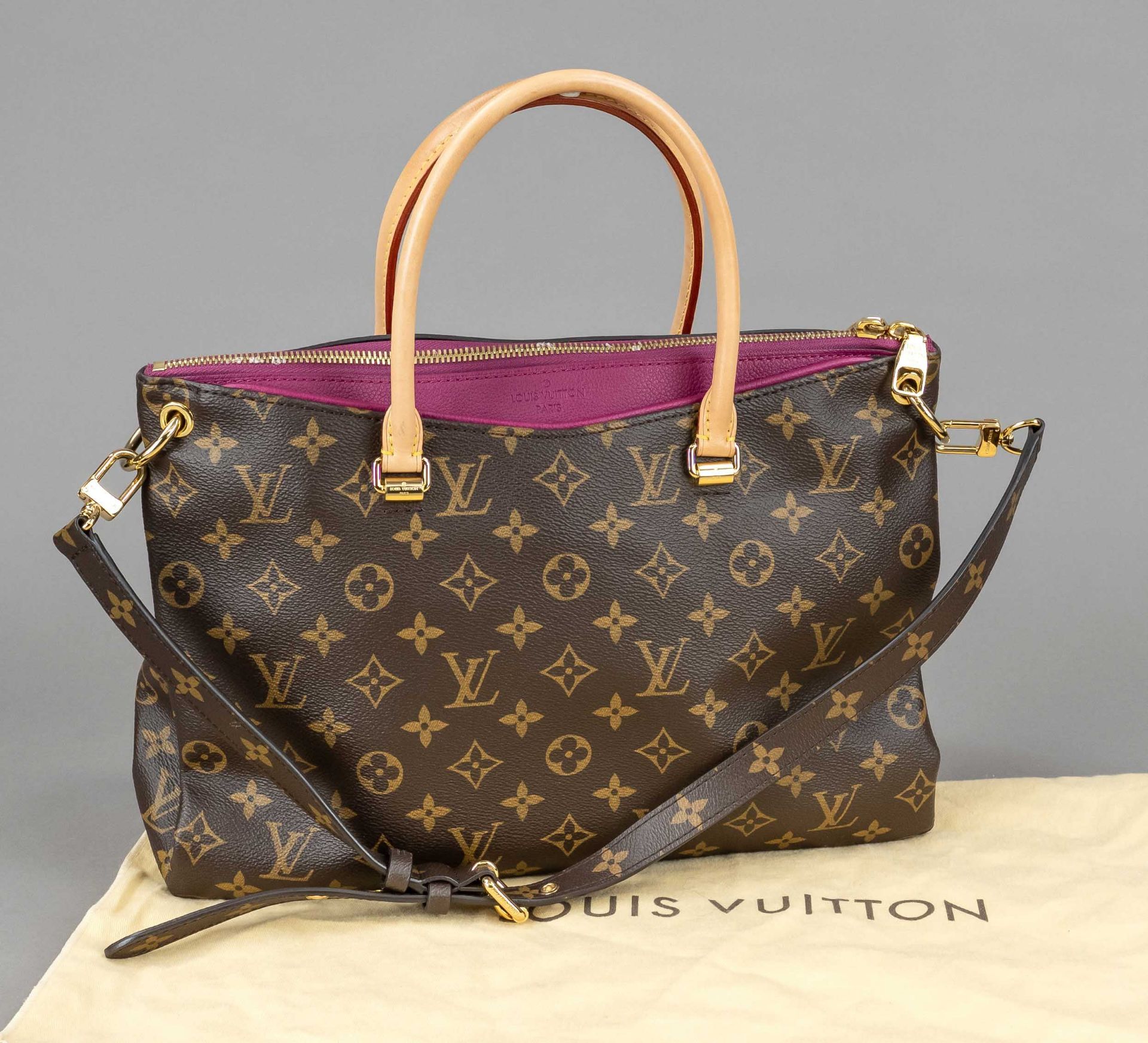 Louis Vuitton, Monogram Canvas Pallas Shoulder Bag, rubberized cotton canvas in classic logo print