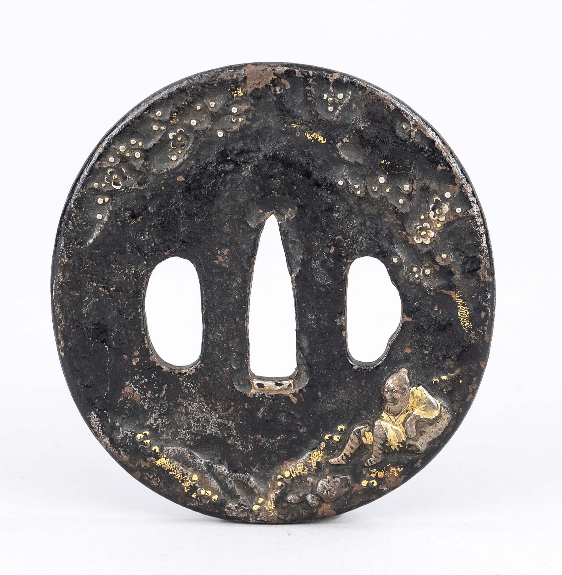 Tsuba ''Lieber doch einen Tee!'', Japan, Edo period(1603-1868), 18th century, iron sword engraving