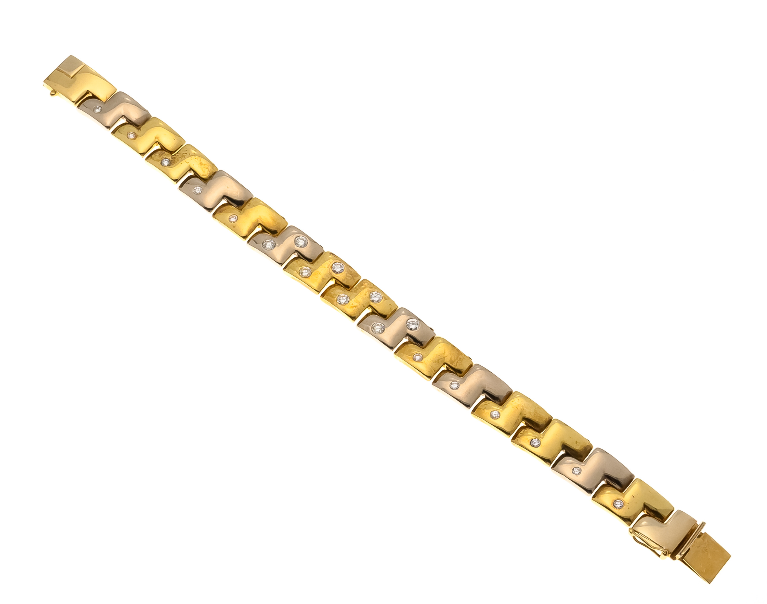 Brilliant-link bracelet GG/WG 750/000 w. 10 mm, with 20 brilliant-cut diamonds, add. 1.00 ct W/VS- - Image 2 of 2