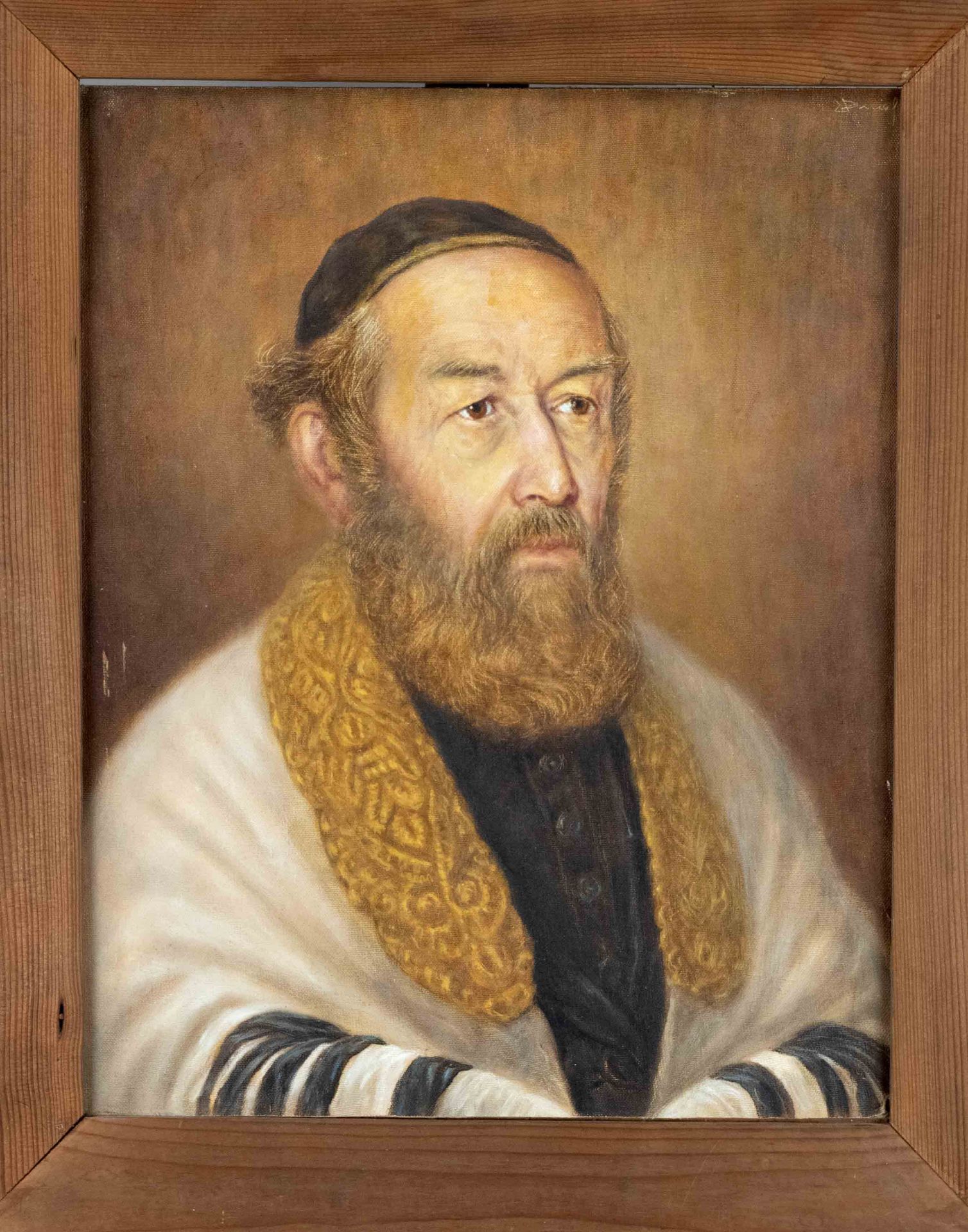 Unidentified portrait painter of the 20th century, Portrait of a Jew with a kippah, oil on canvas