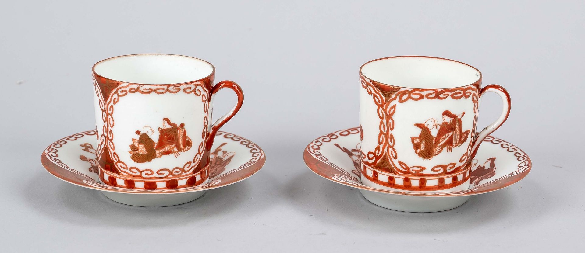 Pair of rare cups Aka-Kutani, Japan, Meiji period(1868-1912), 19th c., translucent porcelain