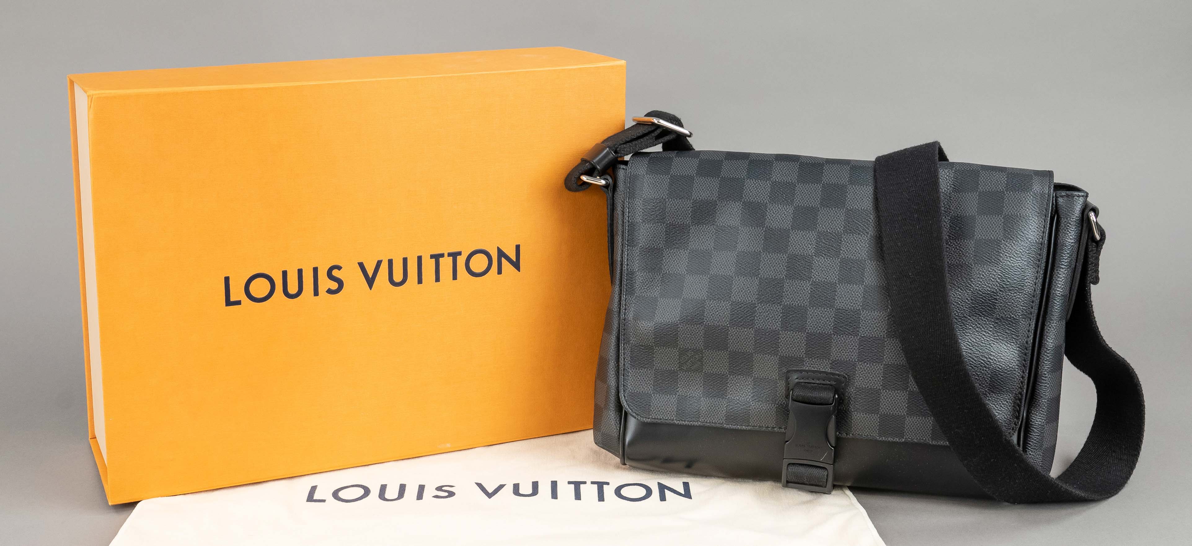 Louis Vuitton, Damier Graphite Canvas Messenger/Business Bag, gray and black checkered rubberized