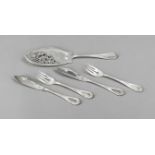 Fish cutlery for twelve persons, German, 20th century, silver 800/000, handles with floral and