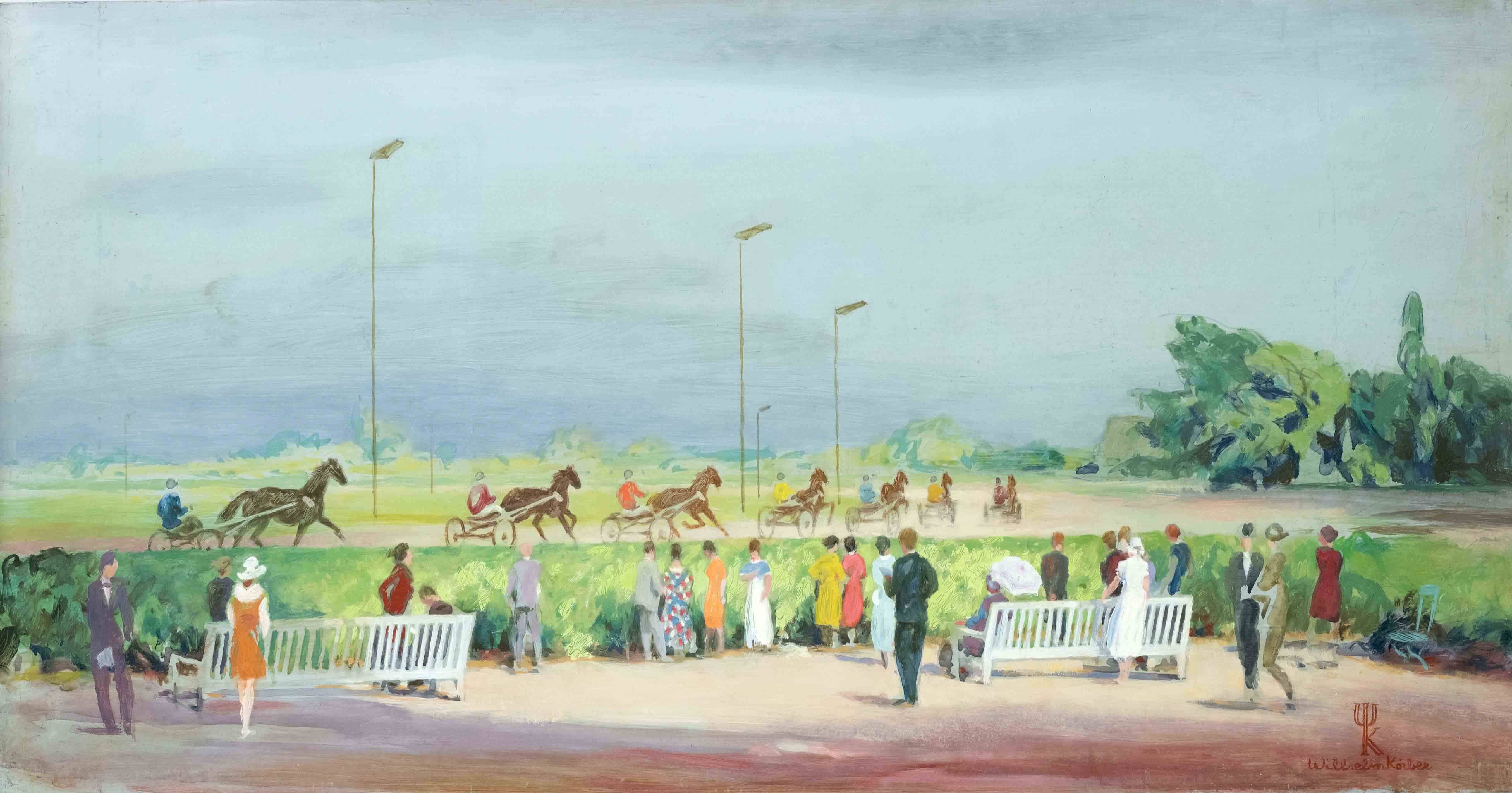 Wilhelm Körber (1901-1991), Berlin painter a. copyist. ''Trabrennbahn Mariendorf'', oil on