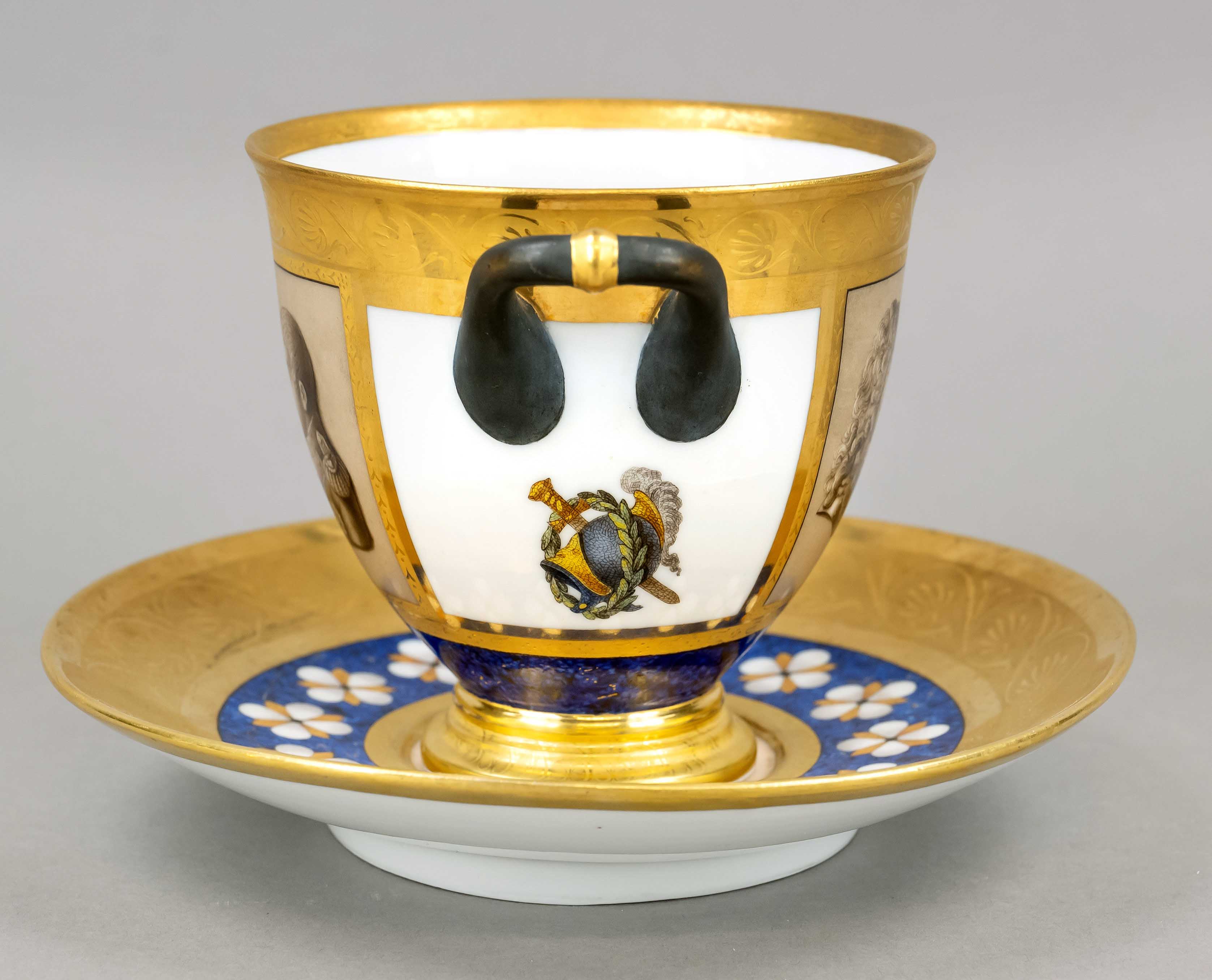Large ruler's cup, KPM Berlin, around 1800, 1, W., Painter's mark from 1803, large cup with side - Image 4 of 4