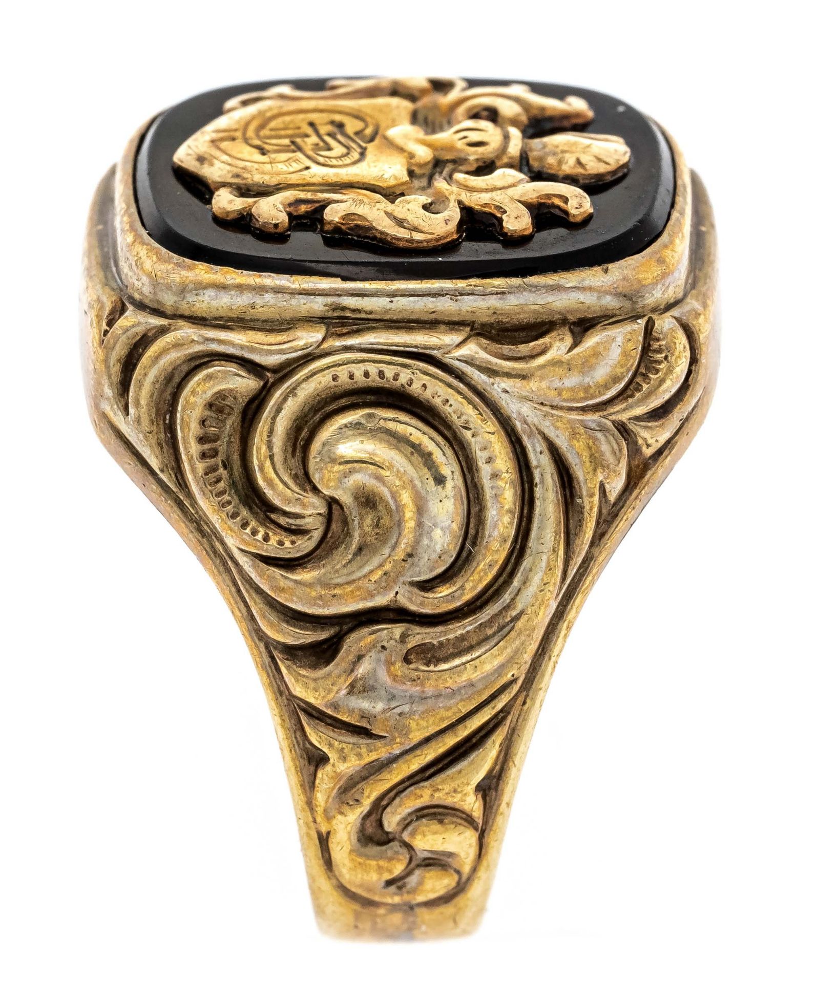 Onyx-Wappen-Ring GG 333/000 mi - Bild 2 aus 2