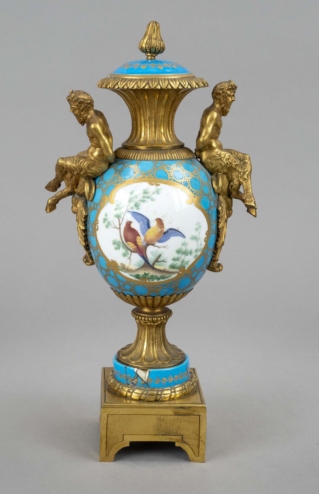 Goblet vase with bronze mounting, France, 19th century, in the style of Sevres, amphora vase with - Image 2 of 3