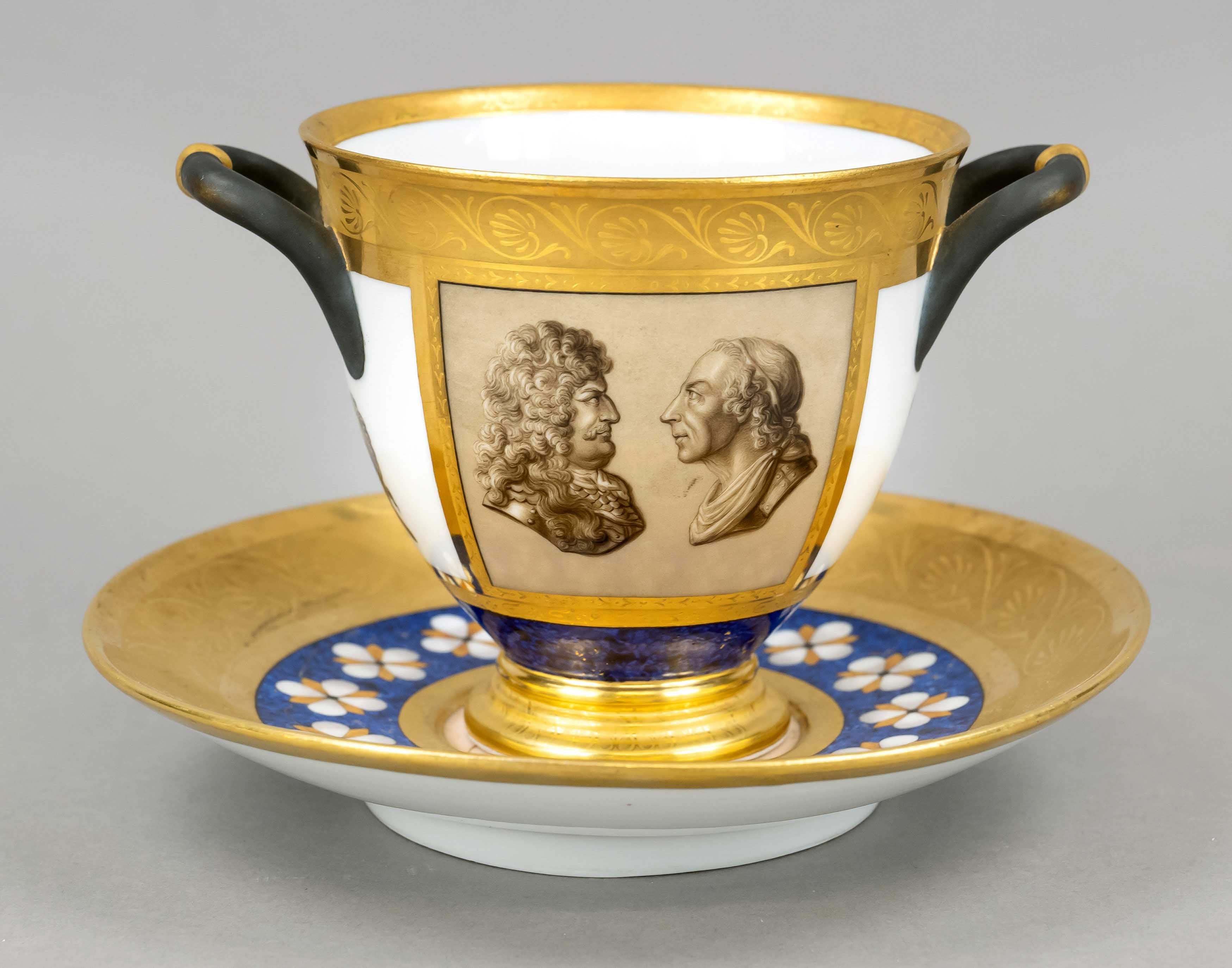 Large ruler's cup, KPM Berlin, around 1800, 1, W., Painter's mark from 1803, large cup with side - Image 3 of 4