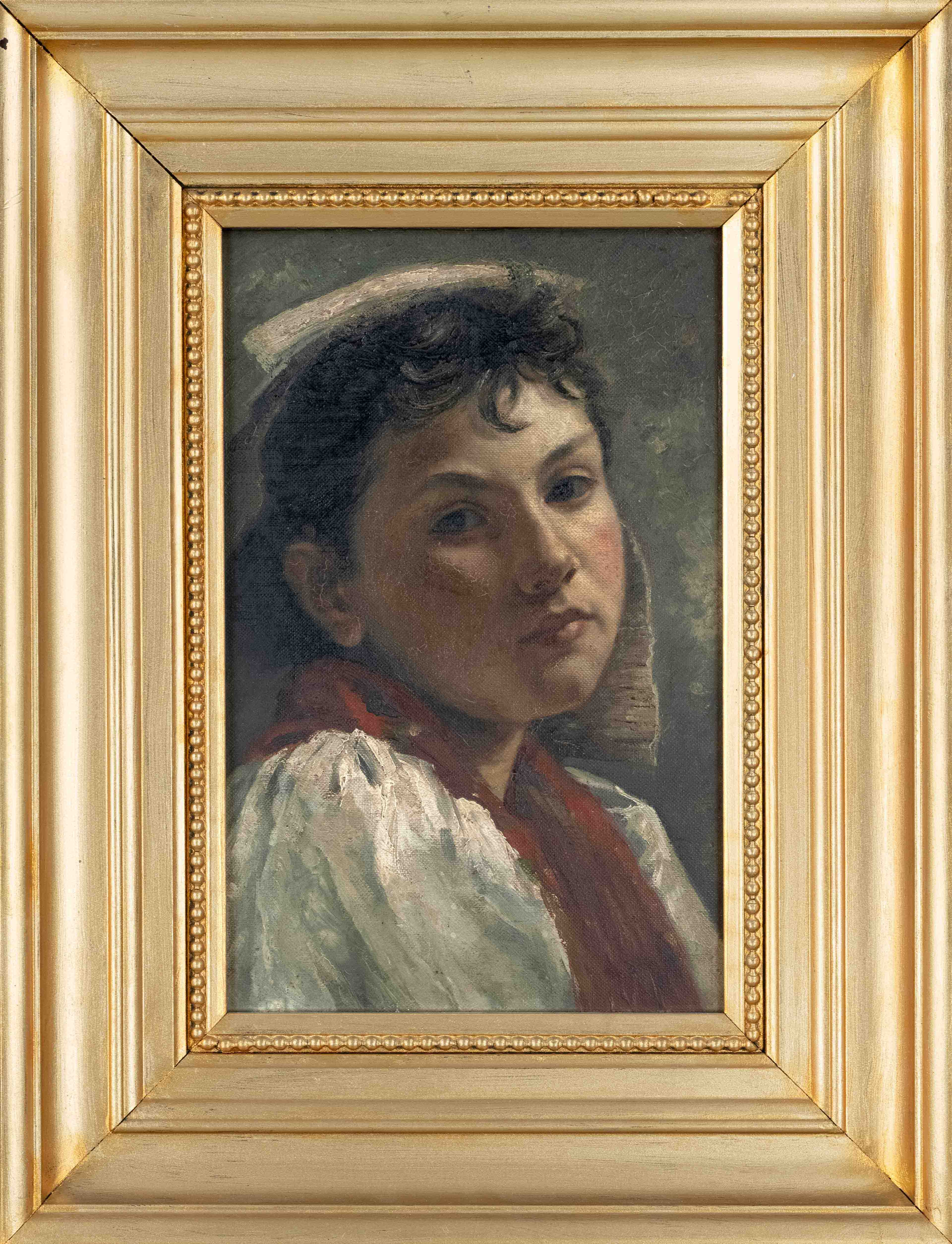 Anonymous painter late 19th century, Portrait of a girl, oil on canvas, unsigned, 38 x 24 cm, framed