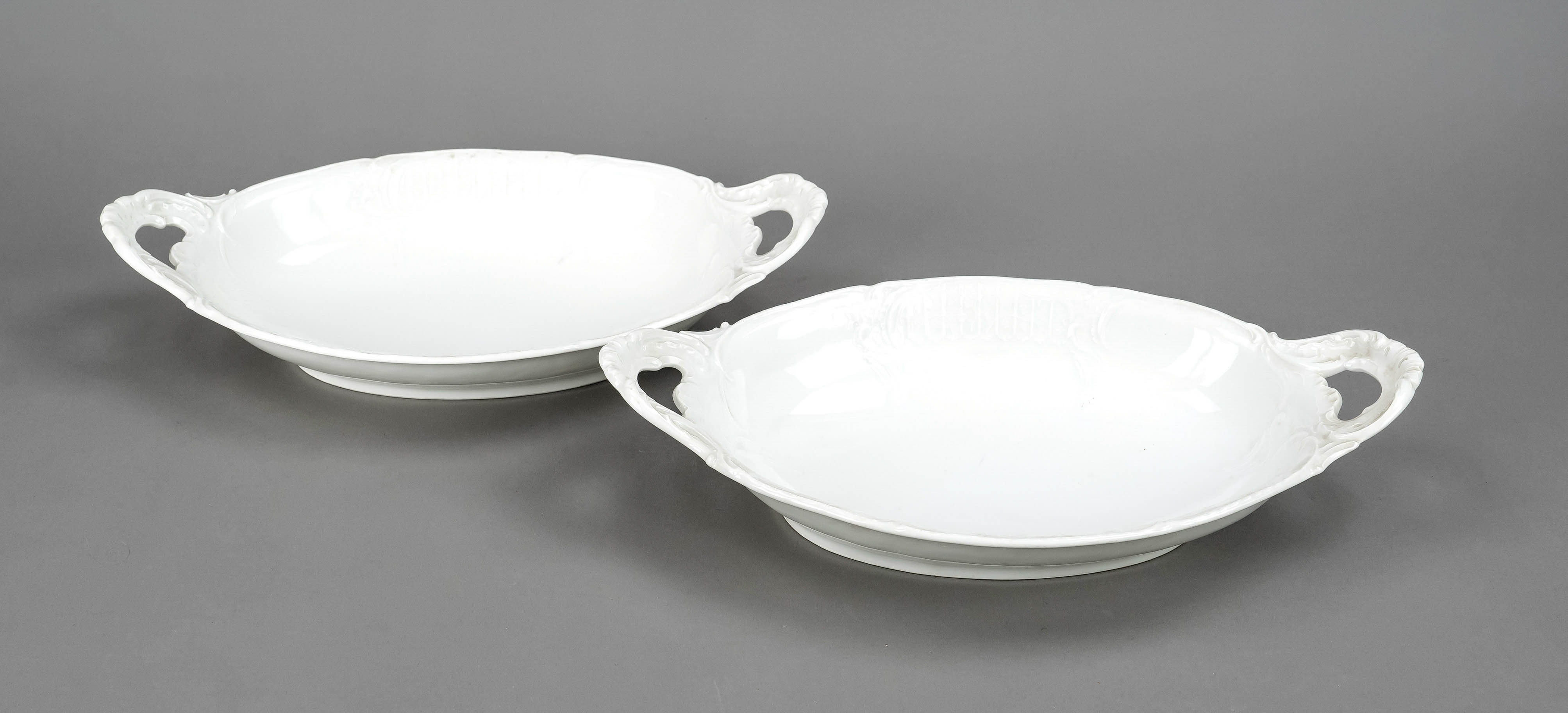 Pair of bowls, KPM Berlin, marks 1870-1945, 1st choice, form relief zierat with trellis, white,