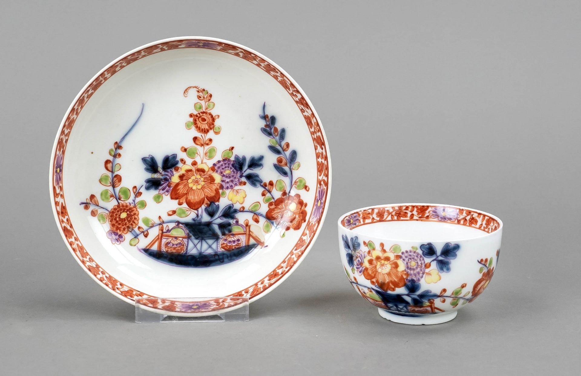 Cup with saucer, Meissen, mark 1754 - ca. 1777, 1st choice, probably sign of painter Johann Heinrich