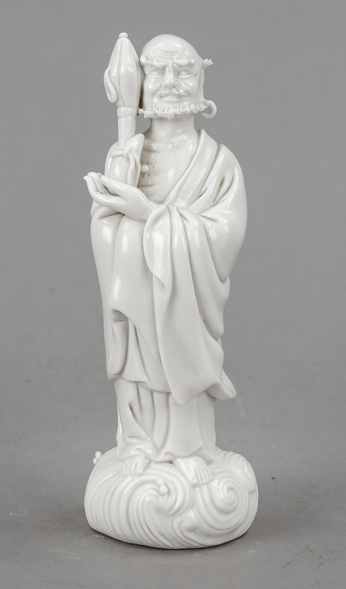 Arhat Bodhidharma Blanc de Chine, China, 19th/20th c., dehua porcelain of Luohan crossing the sea