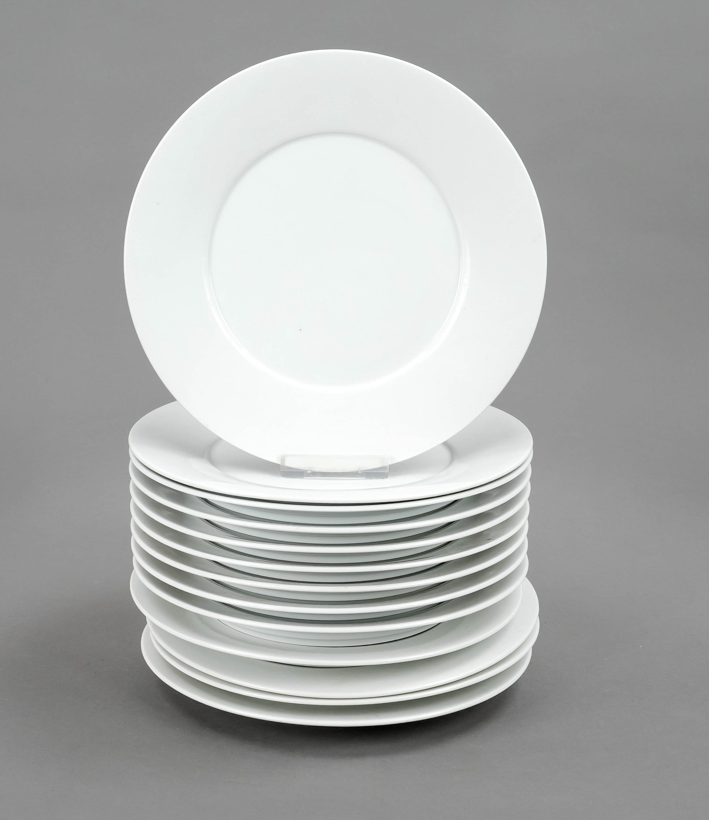 Set of 13 appetizer or dessert plates, KPM Berlin, marks 1962-92, 2nd choice, white, smooth rimmed