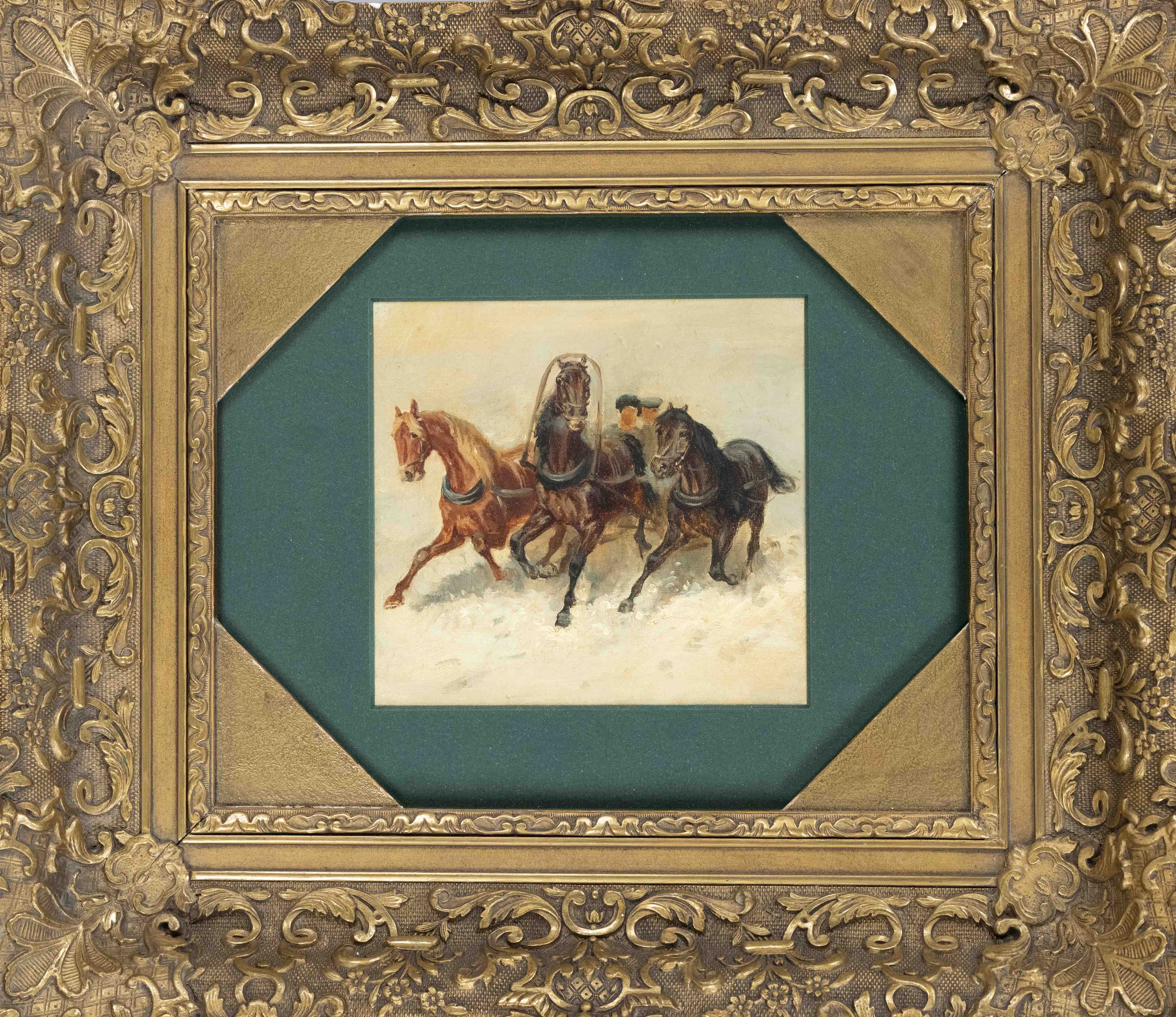 Peter Nikolayevich Gruzinsky (1837-1892) (attrib.), Russian painter, Study of a Troika of Horses