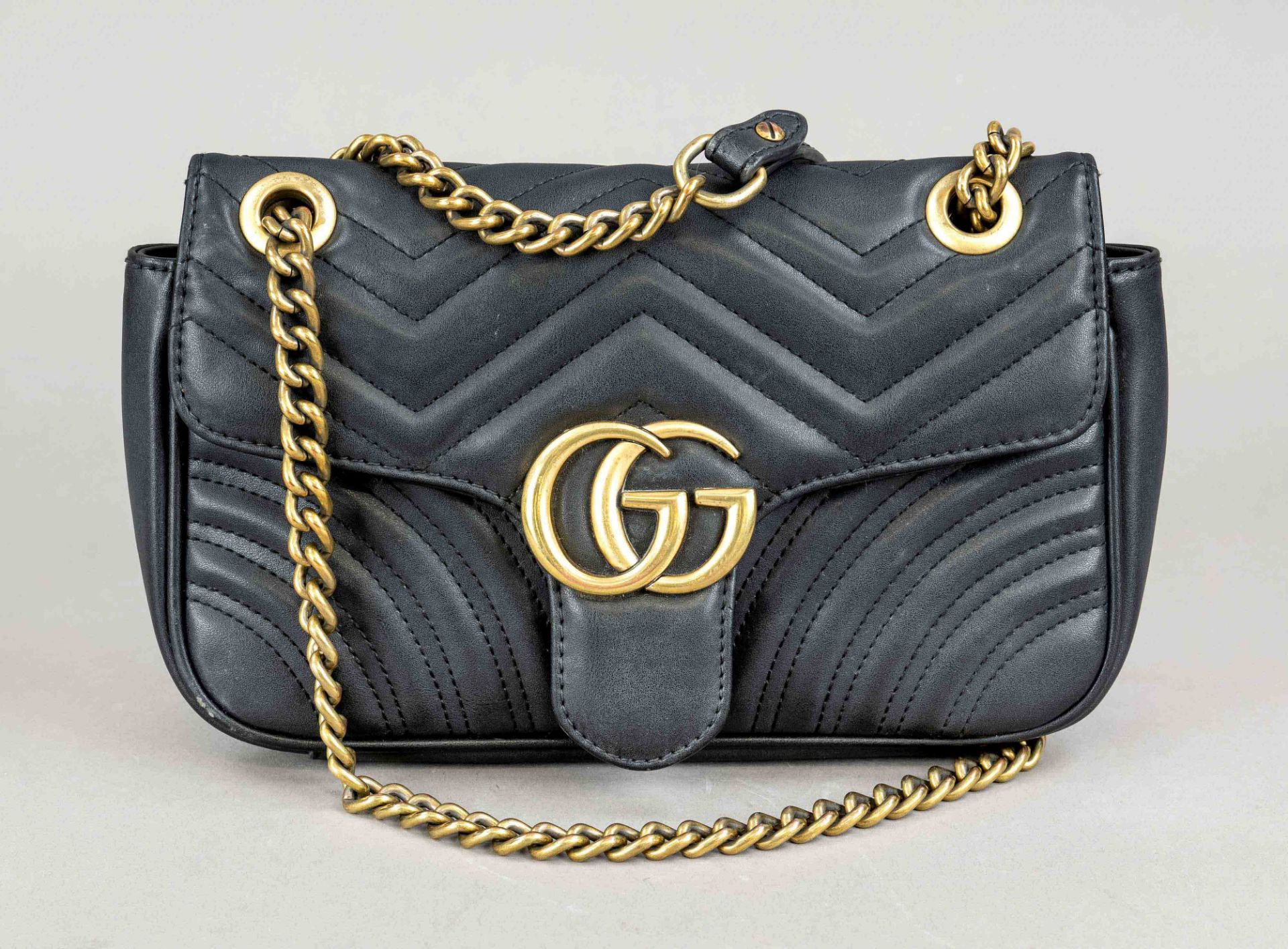 Gucci, Black Matelasse Leather Marmont GG Shoulder Bag, black quilted calfskin, gold-tone