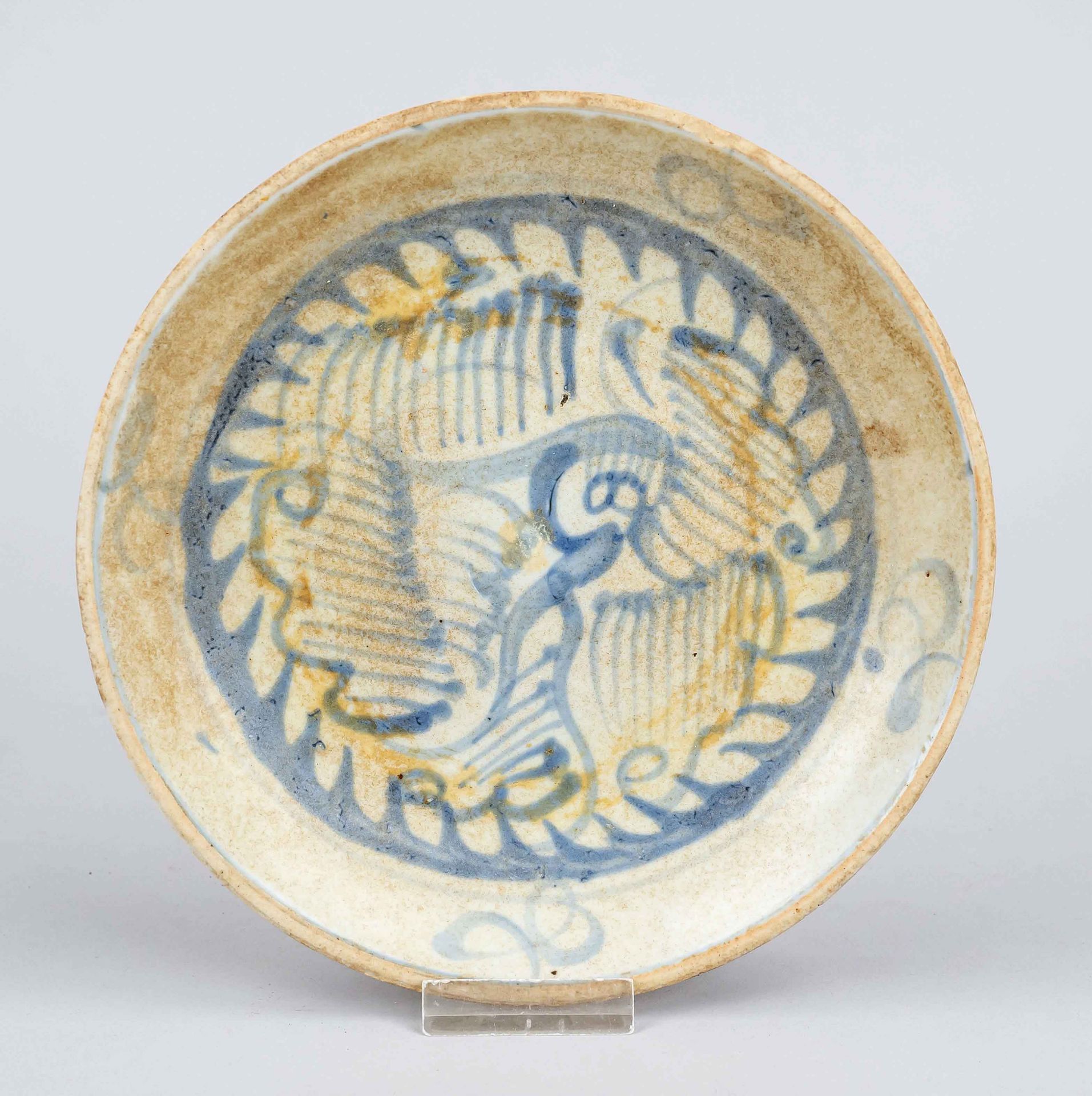 Phoenix Plate No.1, Qing dynasty(1644-1911), 17th/18th century, partly corallated porcelain with