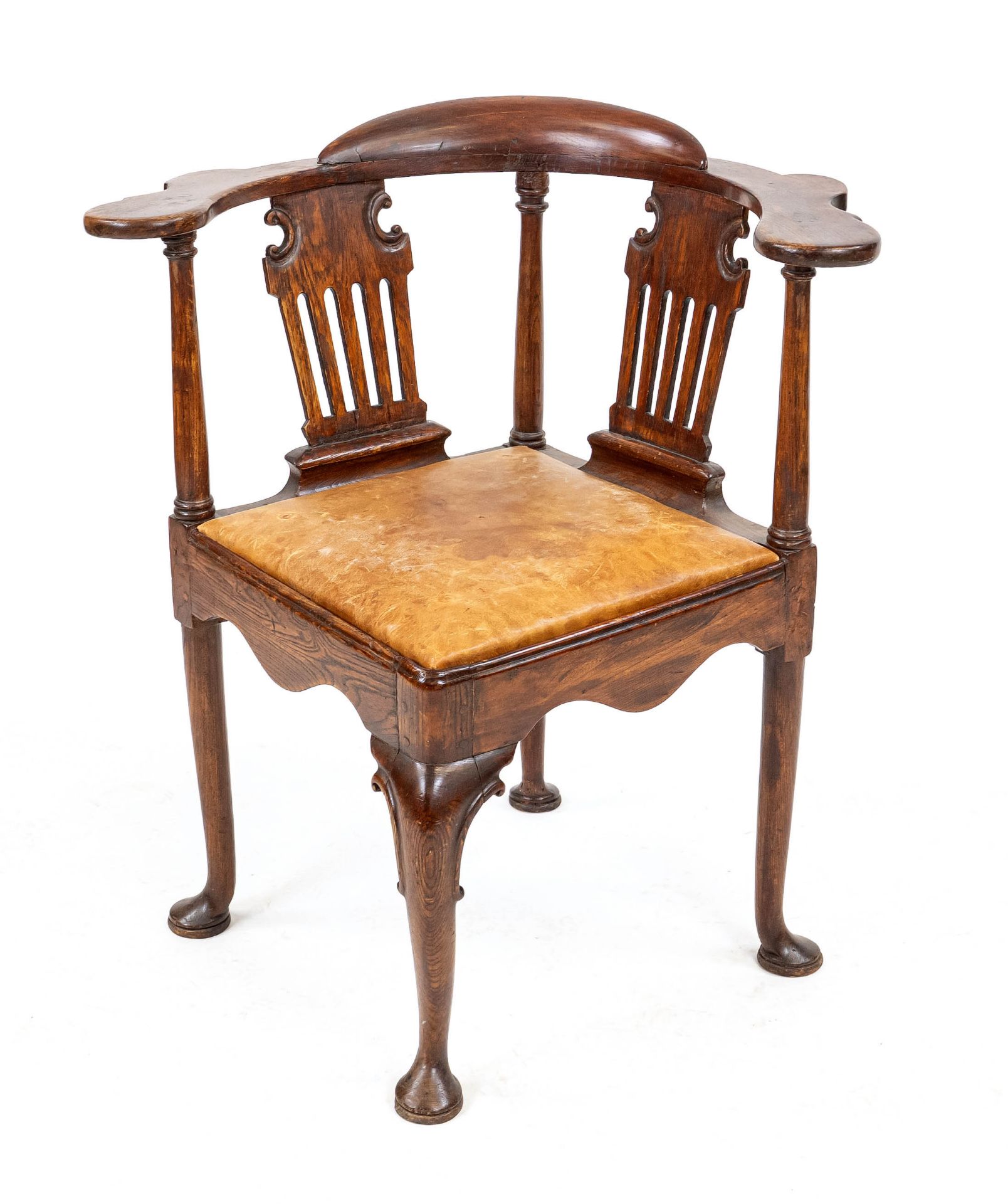 Corner chair around 1900, solid oak, 83 x 73 x 68 cm