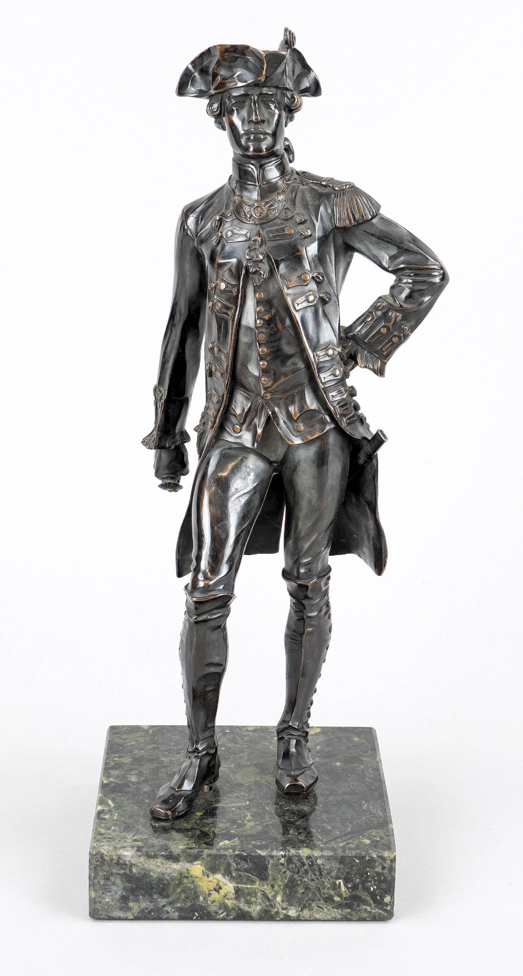Anonymous sculptor around 1900, nobleman in the style of the 18th century, dark brown patinated