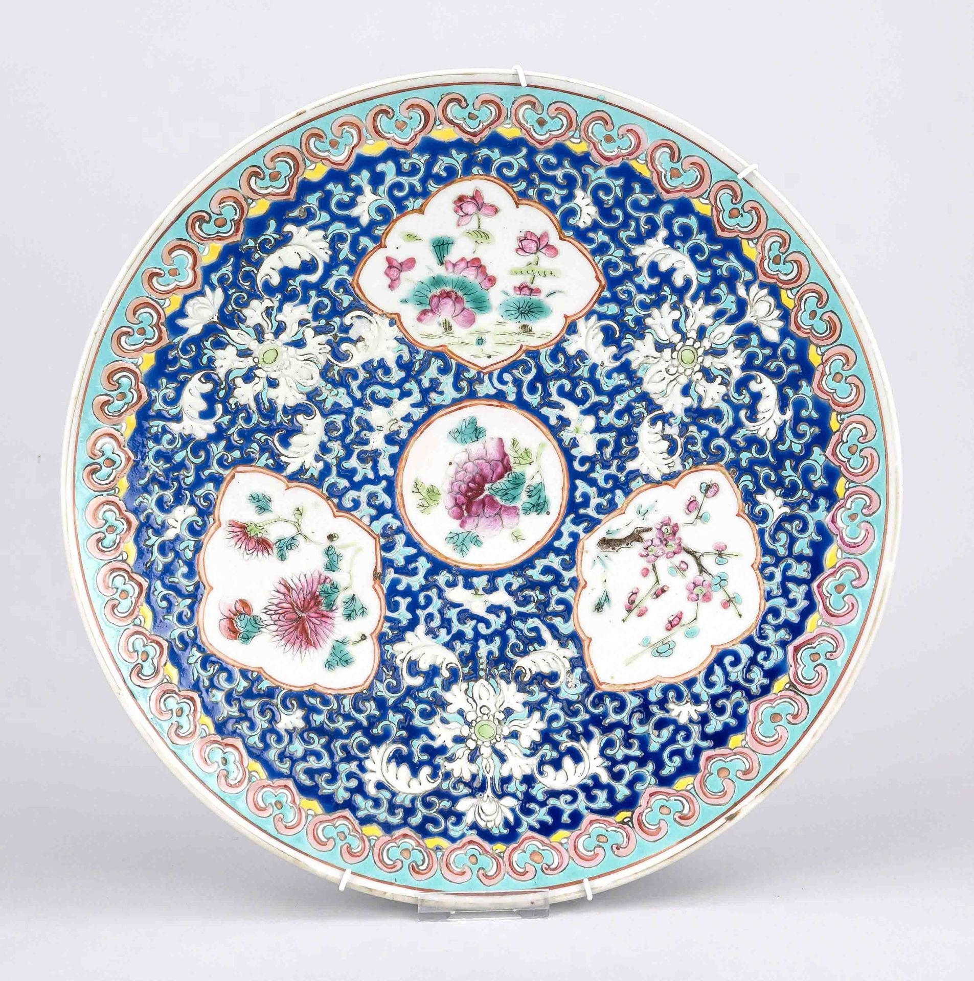 Peranakan plate, China, Qing dynasty(1644-1911), 19th century, porcelain with polychrome enamel