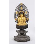 Buddha Amitabha in Japanese style, China, 20th/21st century, bronze with gold paint, on complex