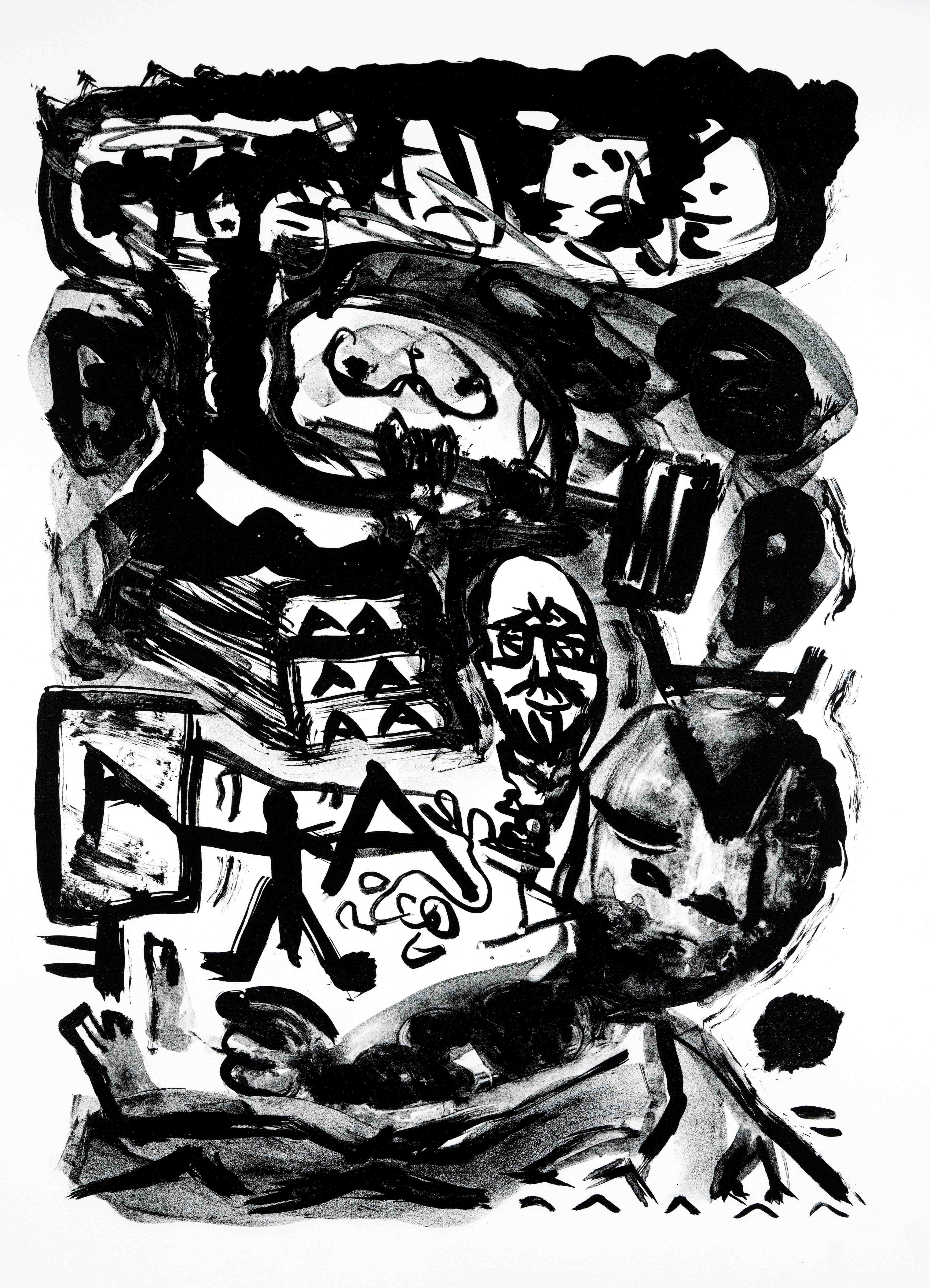 A.R. Penck (1939-2017), three lithographs from ''Heiner Müller