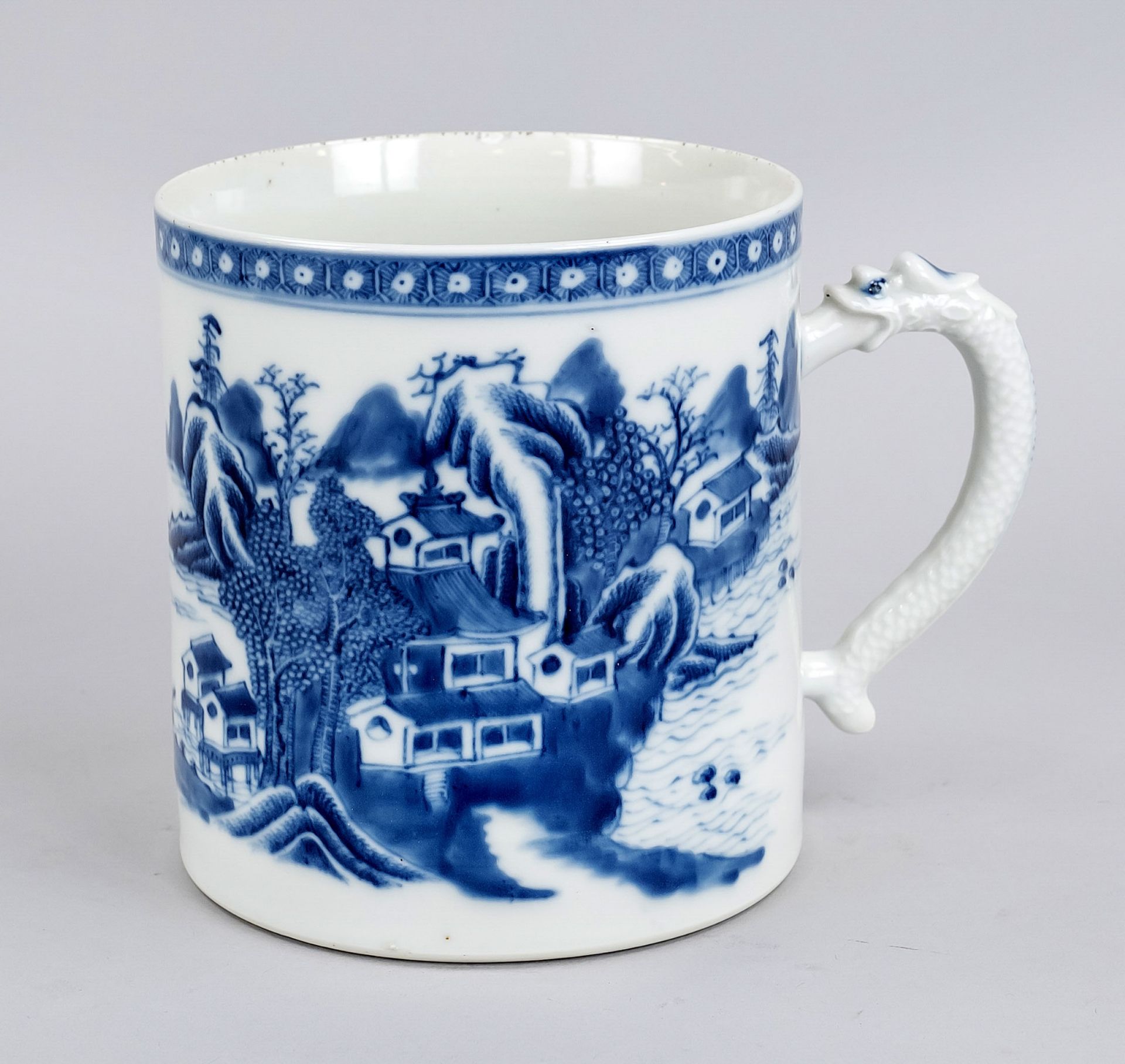 Large porcelain beer stein MUG, China, Qing dynasty(1644-1912), c. 1800, export porcelain in