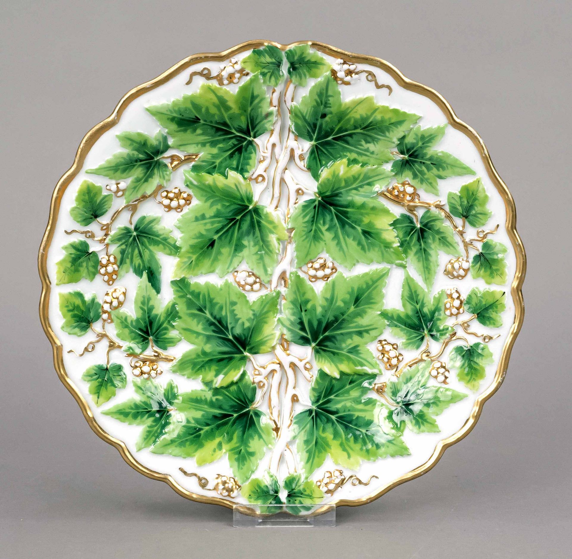 A ceremonial plate, Meissen, knobbed period (1850-1924), 1st choice, rich relief decoration, vine