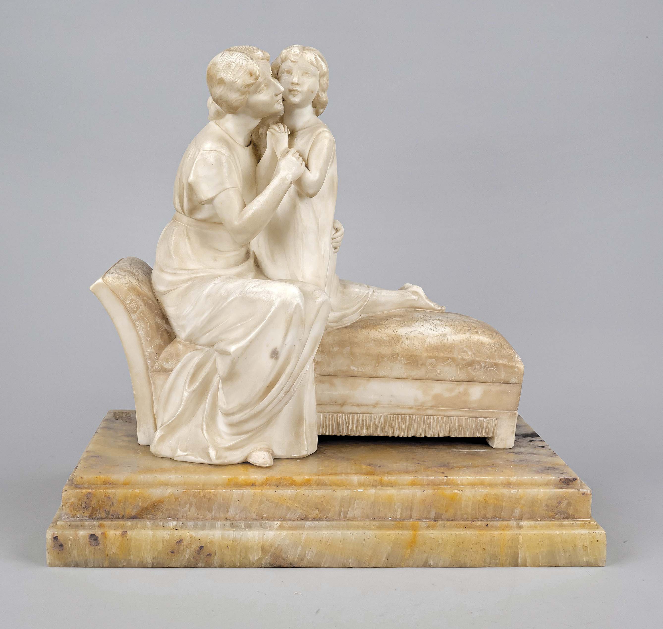 M. Levasseur, French sculptor of the 19th century, mother with praying child on a recamiere,