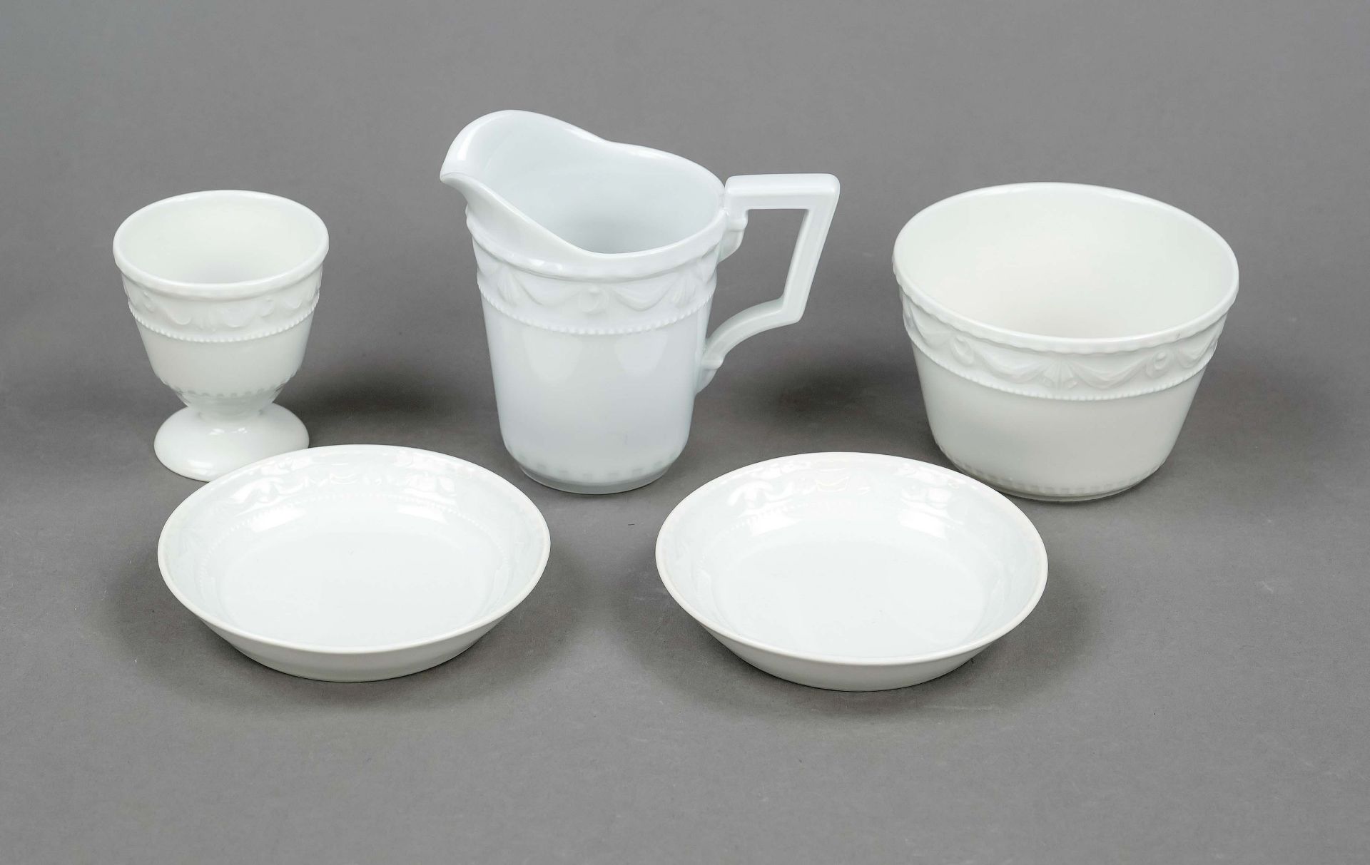 Set of 5 pieces, KPM Berlin, 2nd half of 20th century, form Kurland, design for the last Duke of